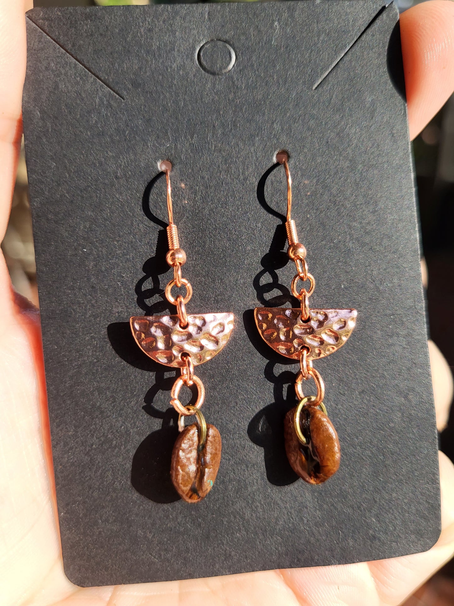 Copper Accented Coffee Bean Hook Earrings