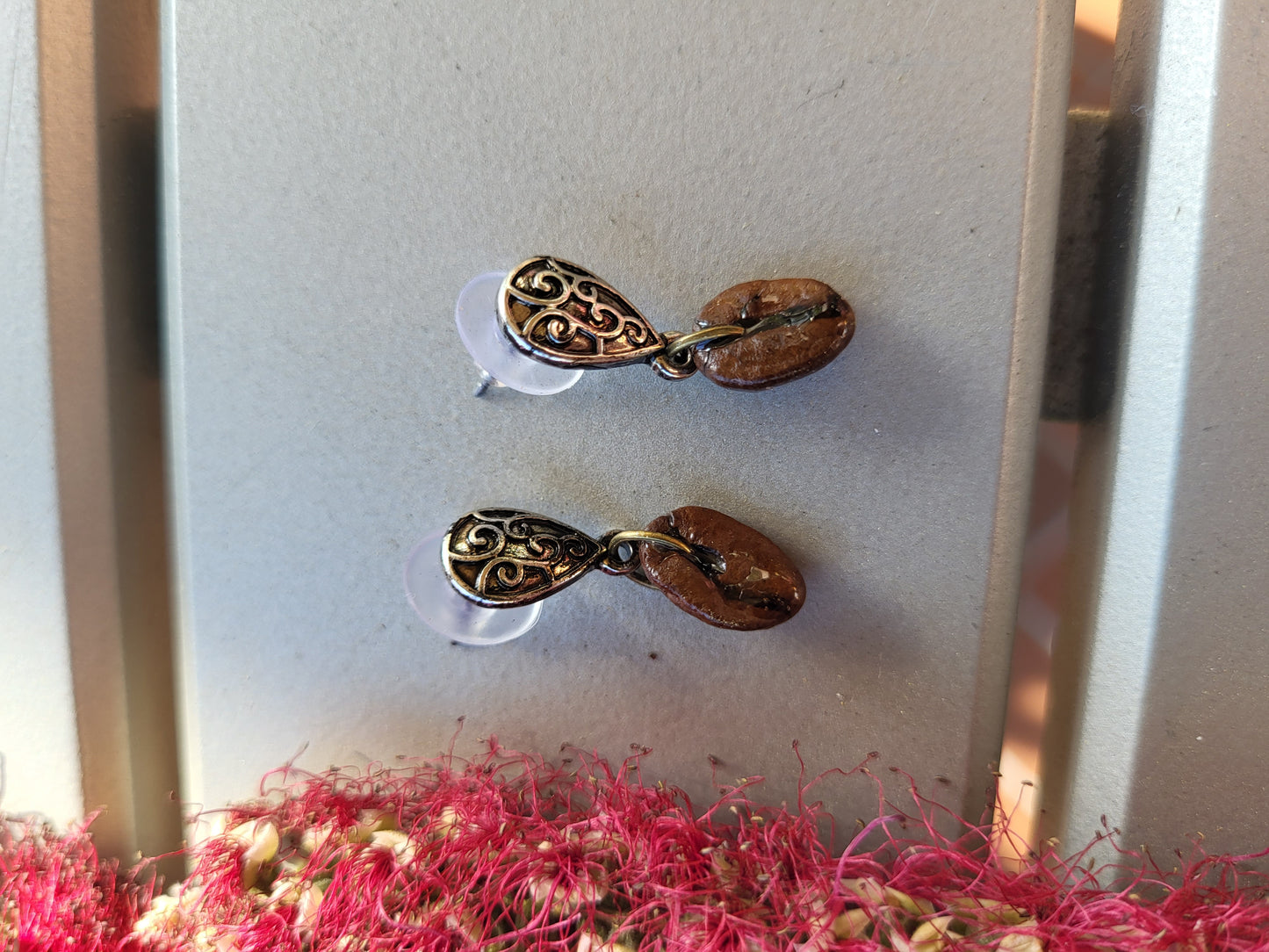 Coffee Bean Tear Drop Post Earrings