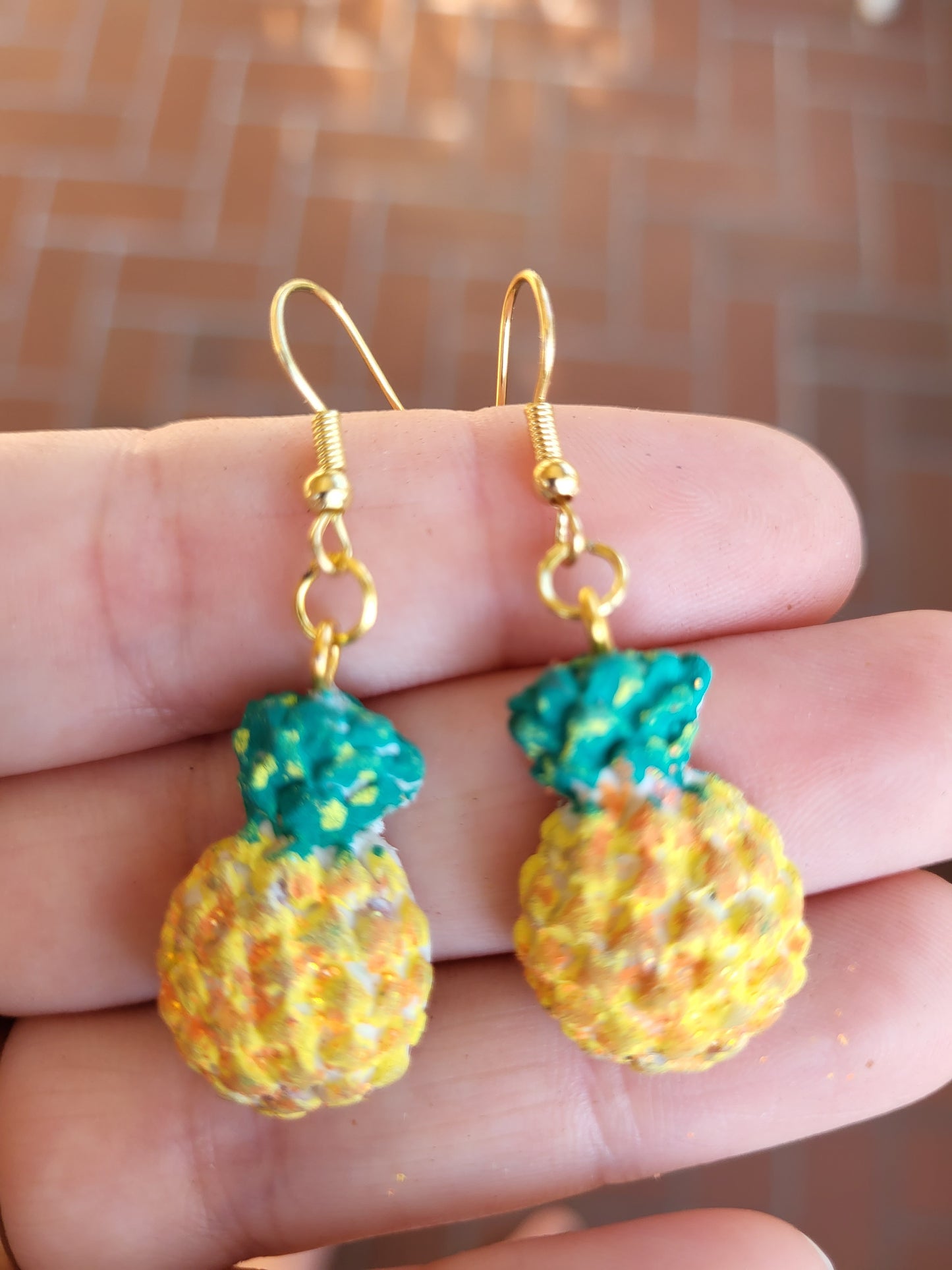 Small Pineapple Clay Hook Earrings