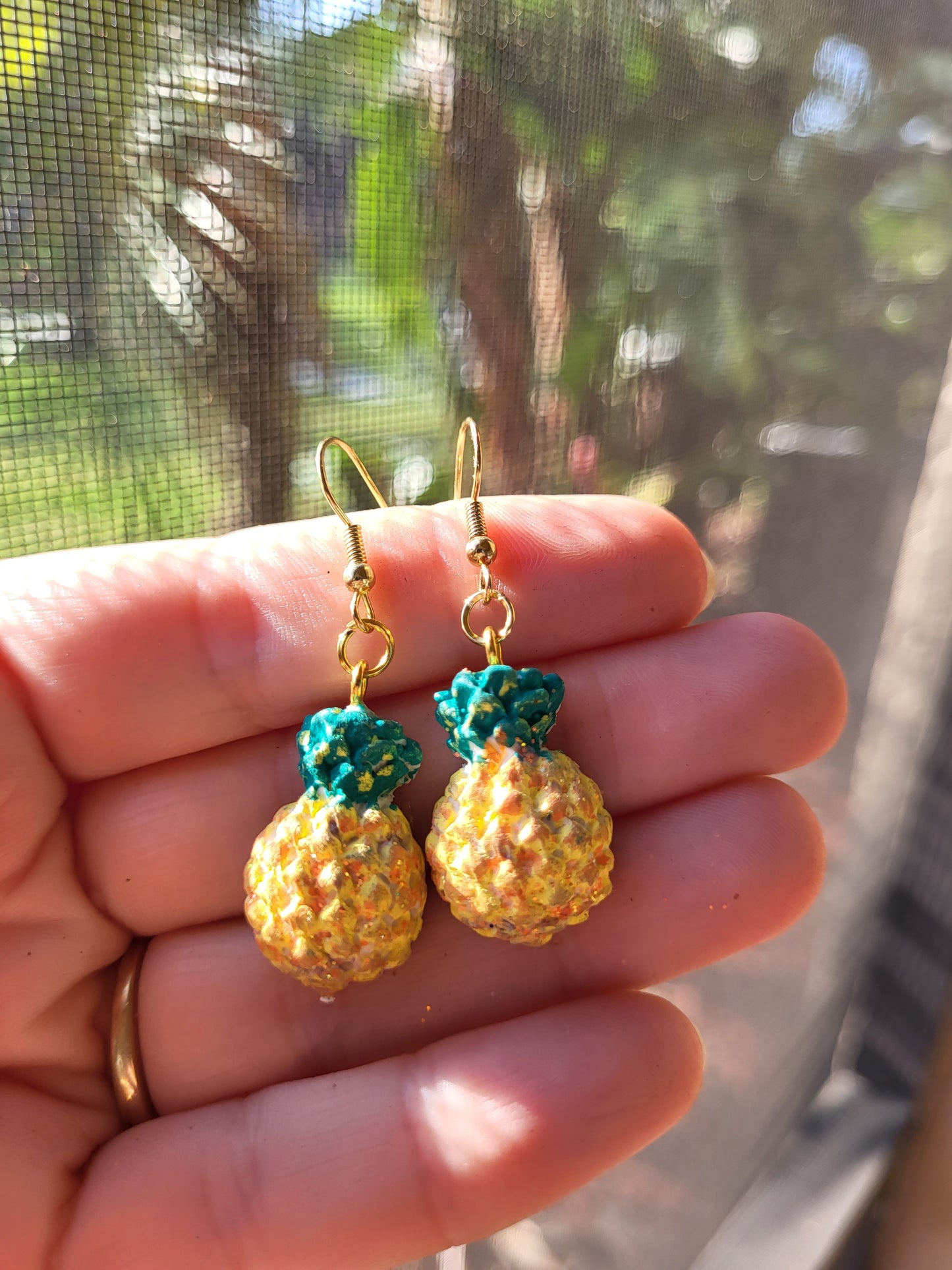 Small Pineapple Clay Hook Earrings