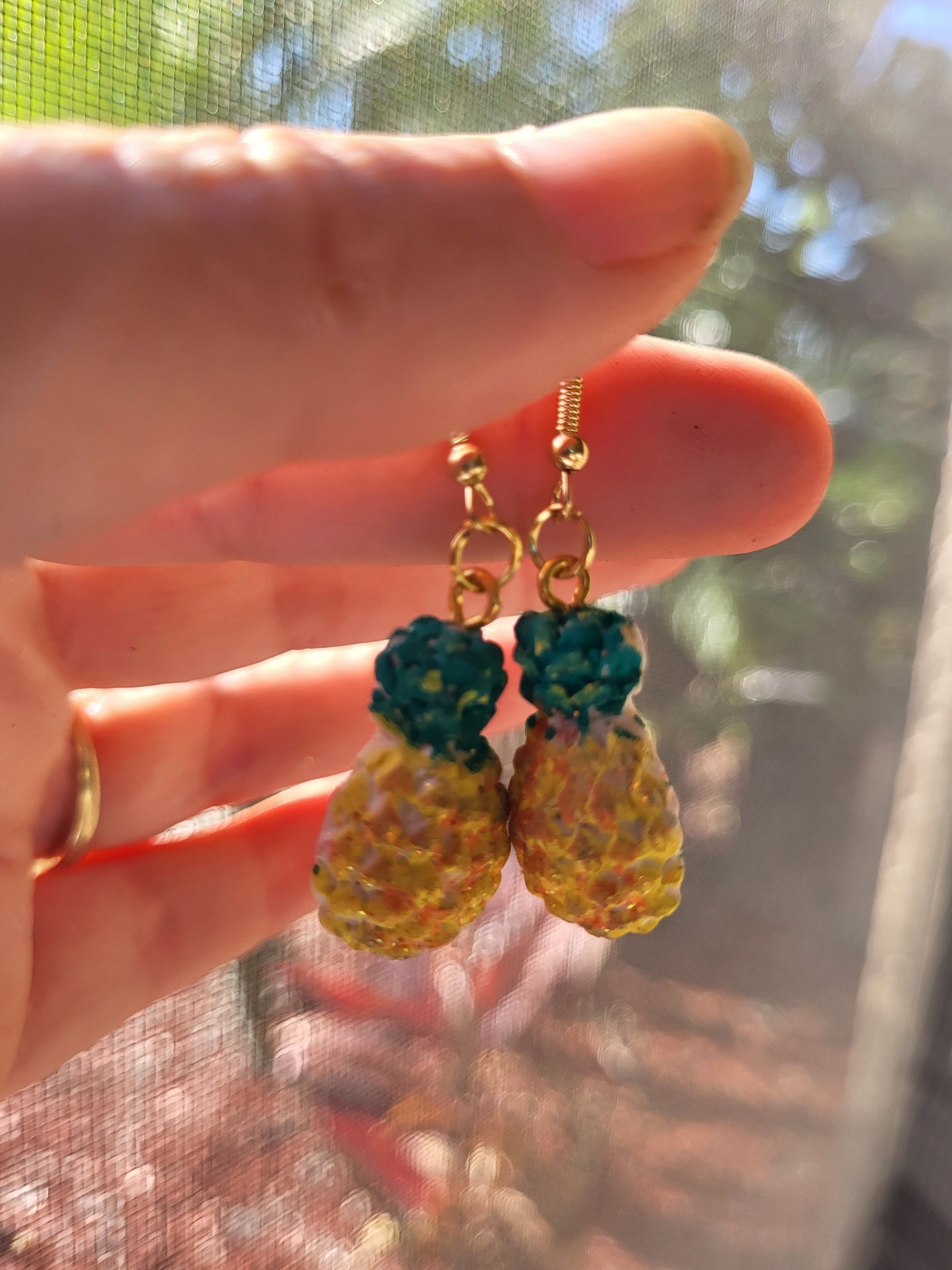 Small Pineapple Clay Hook Earrings