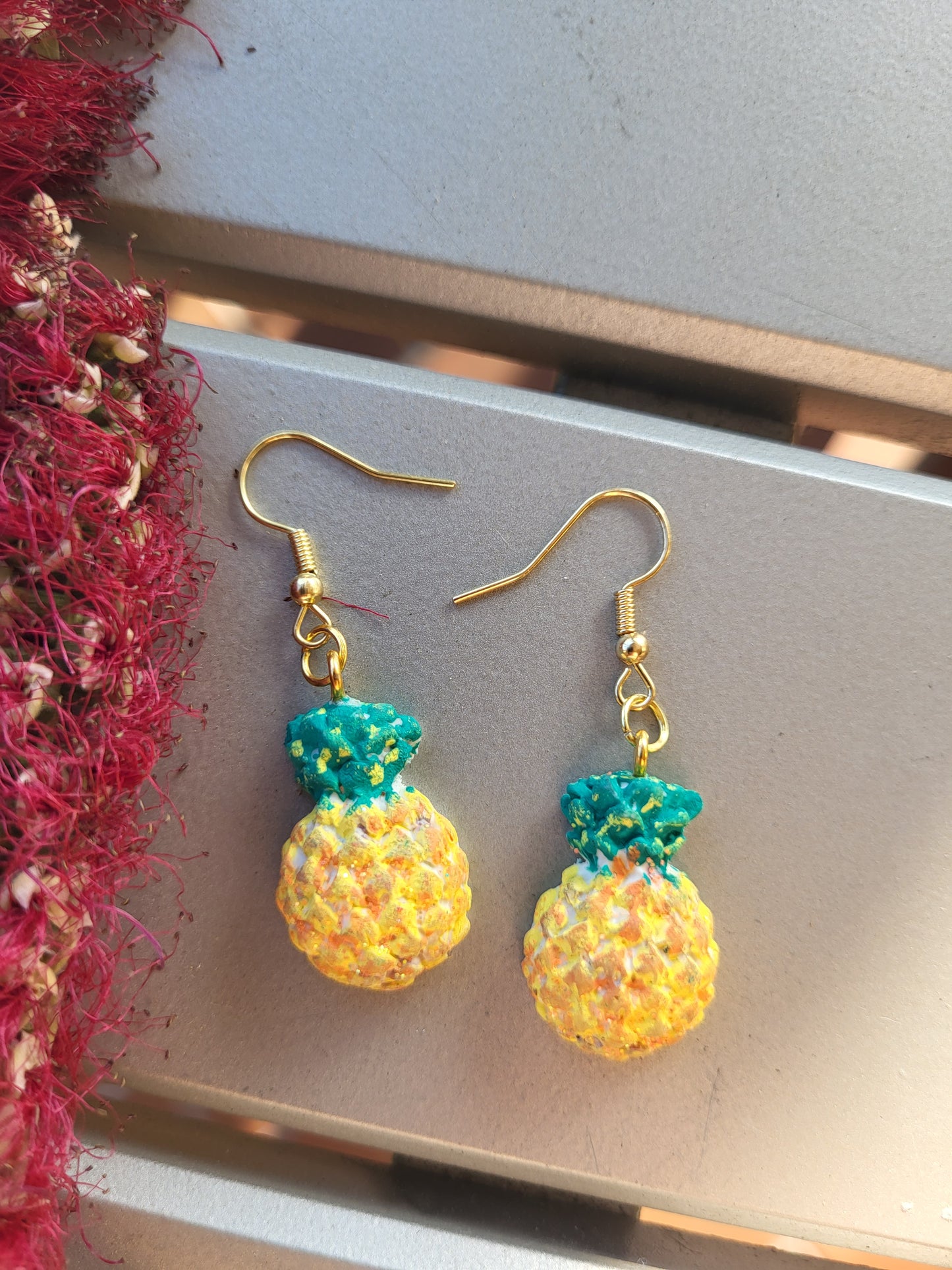 Small Pineapple Clay Hook Earrings