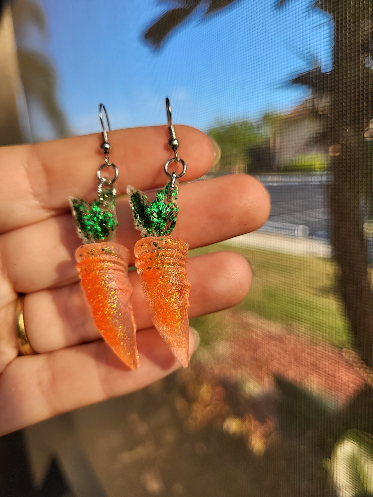 Large Carrot Hook Earrings