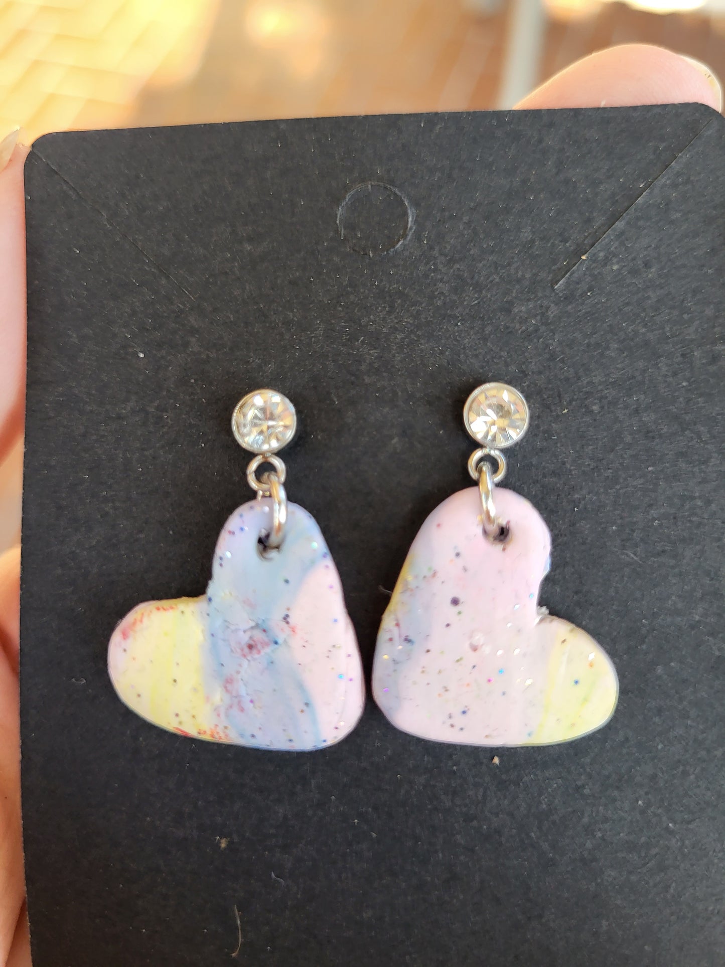 Colorful Clay Heart Post Earrings