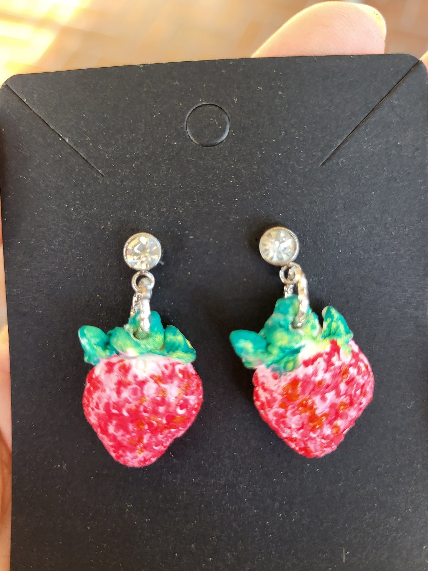 Small Clay Strawberry Post Earrings