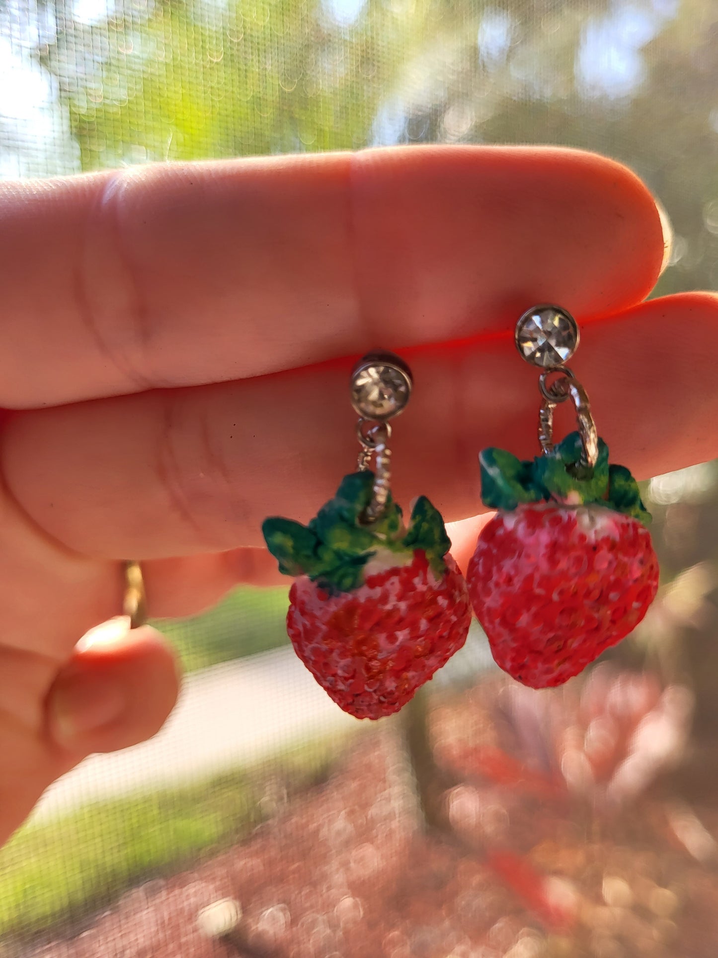 Small Clay Strawberry Post Earrings