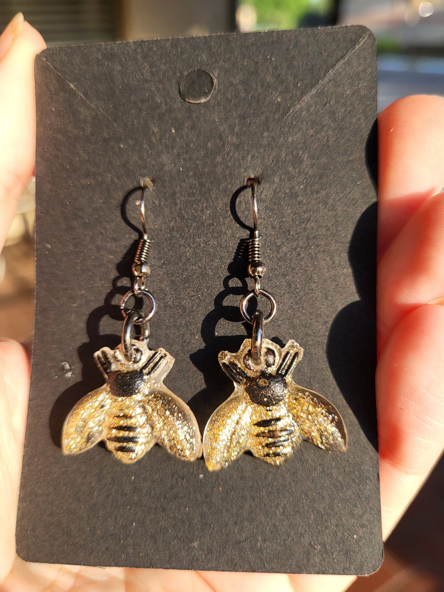 Black and Gold Bee Earrings