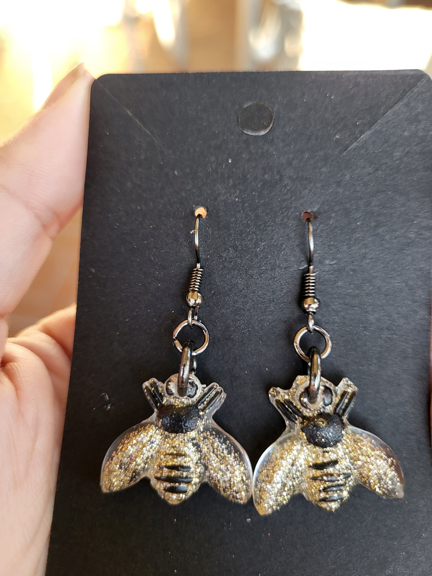 Black and Gold Bee Earrings