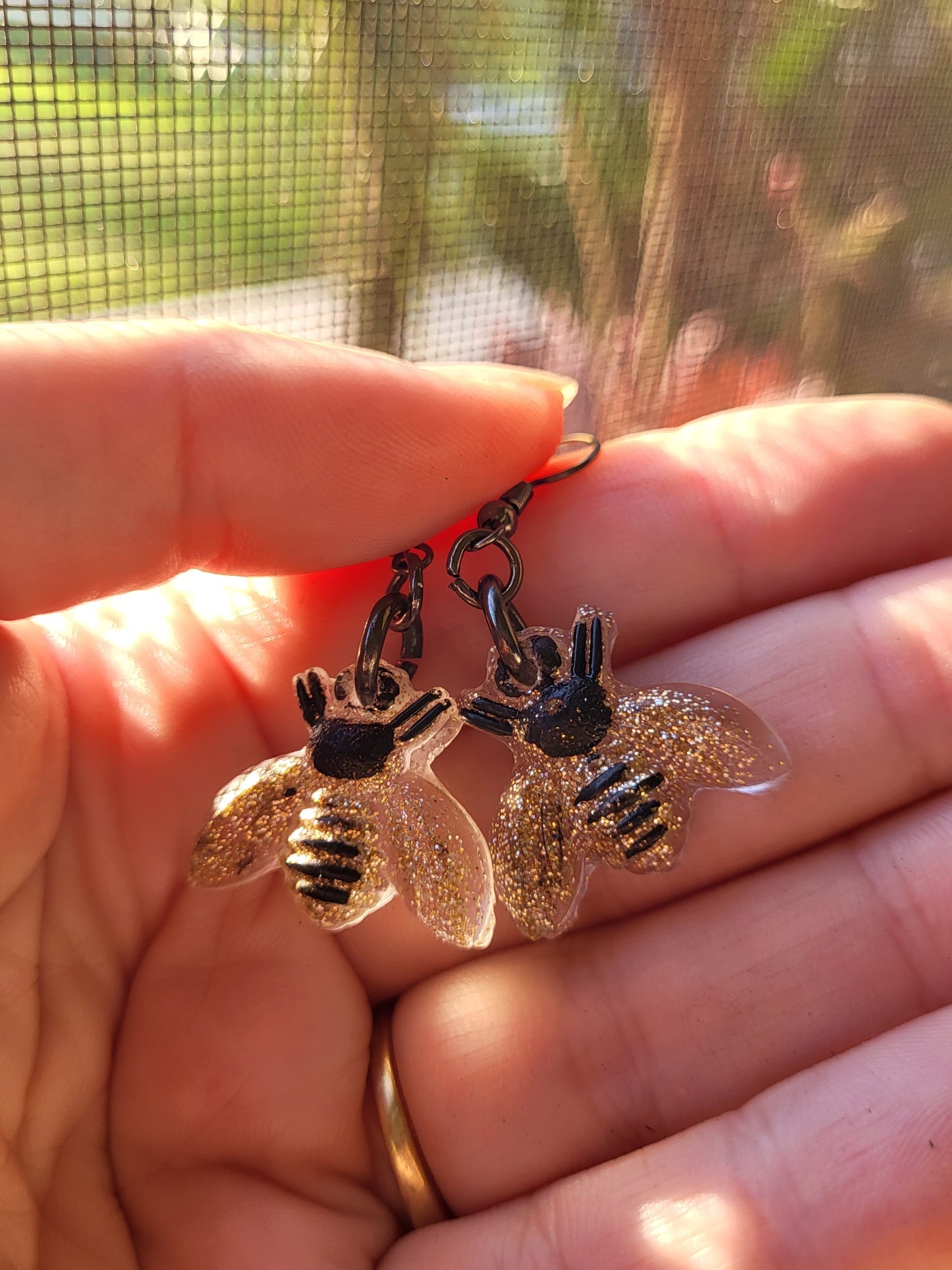 Black and Gold Bee Earrings