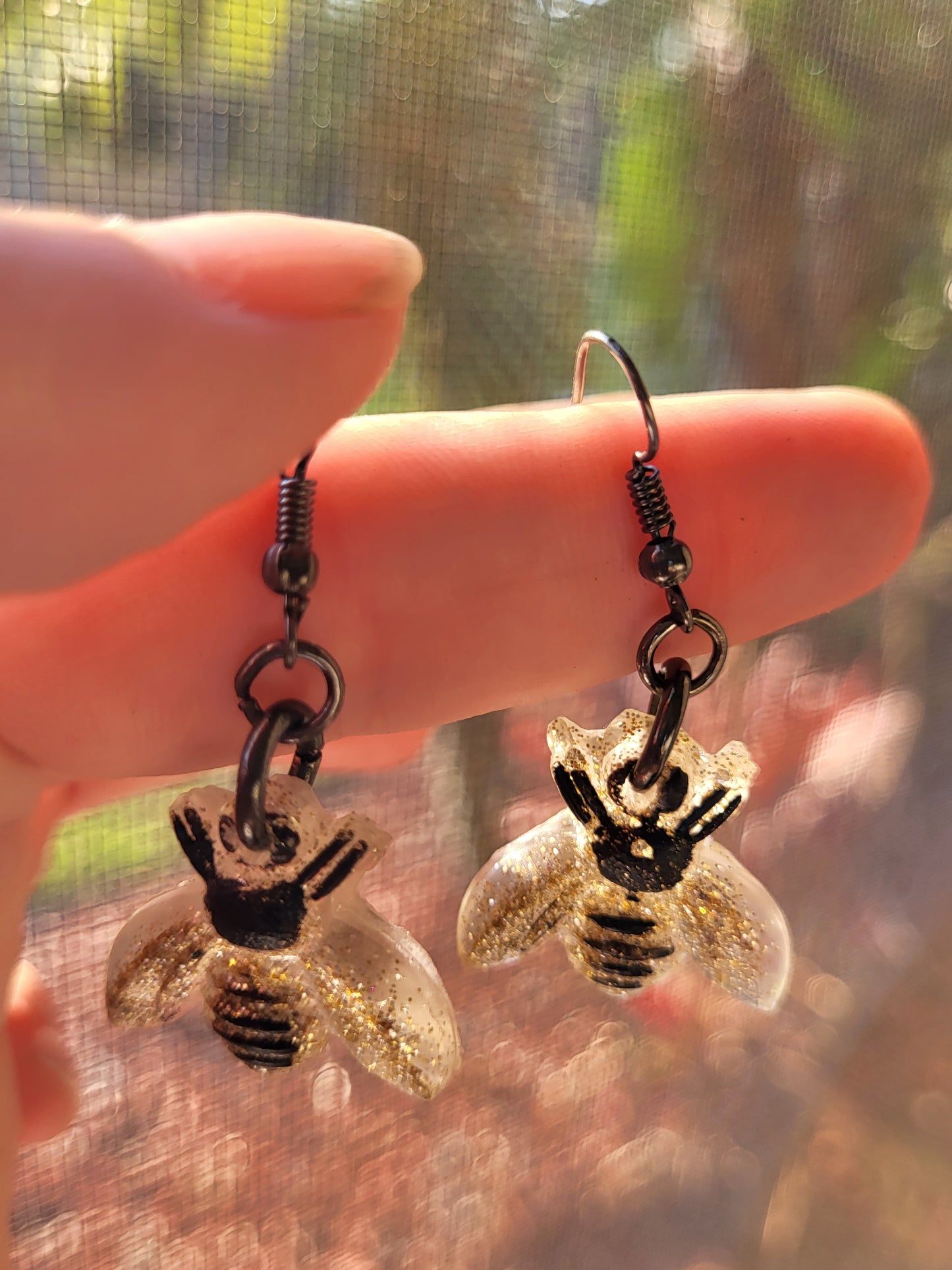 Black and Gold Bee Earrings