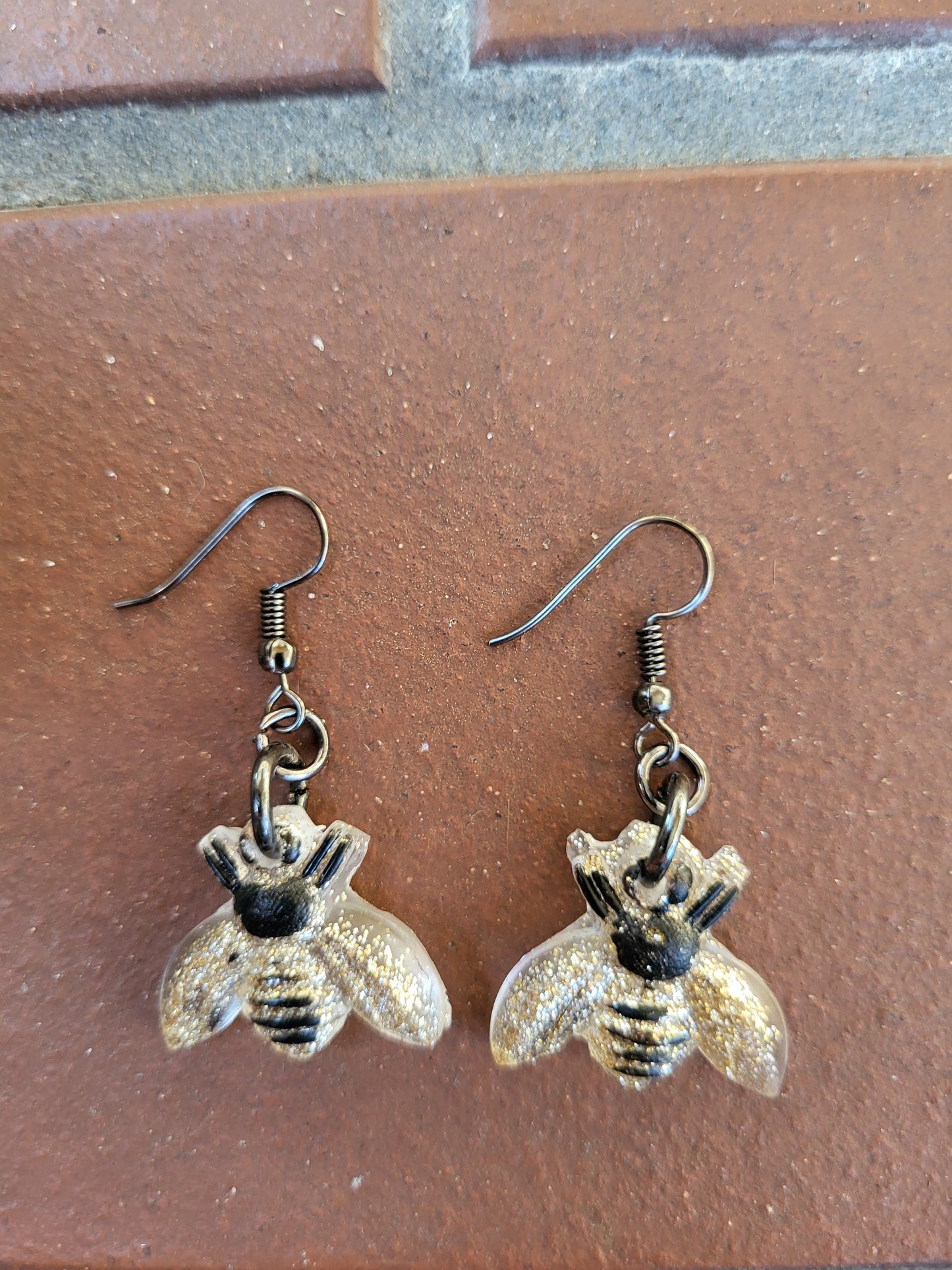 Black and Gold Bee Earrings