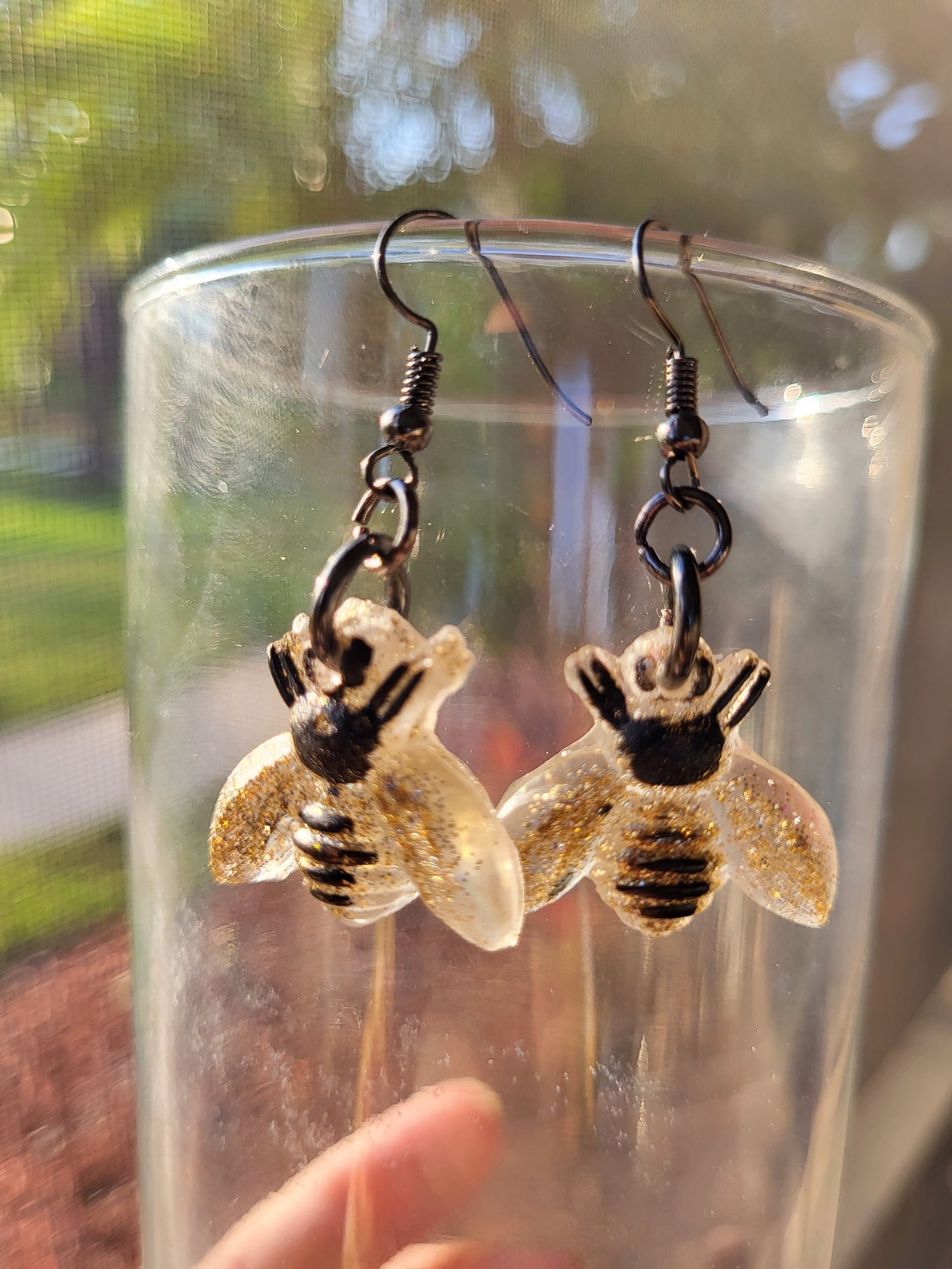 Black and Gold Bee Earrings