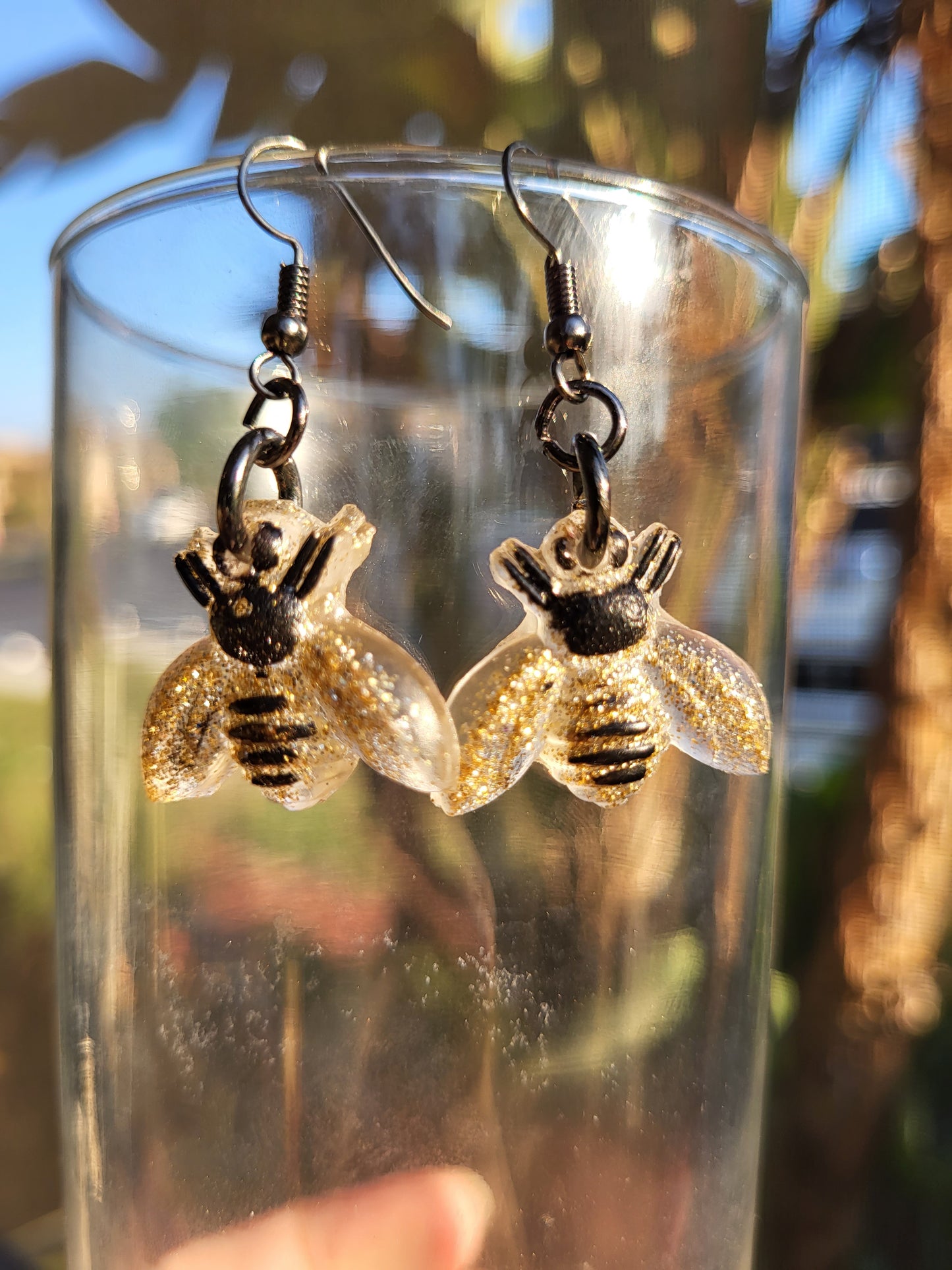 Black and Gold Bee Earrings