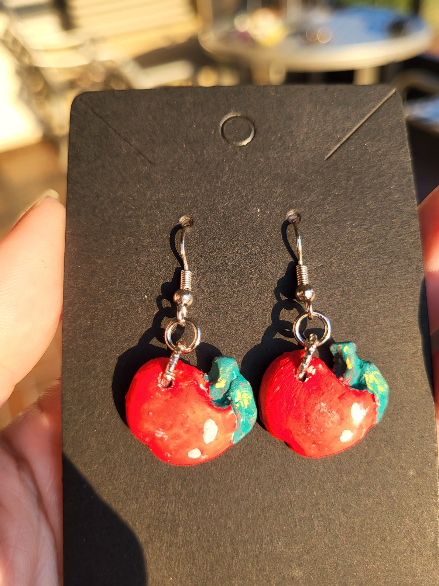 Red Apple Clay Hook Earrings