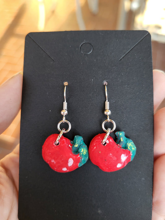 Red Apple Clay Hook Earrings