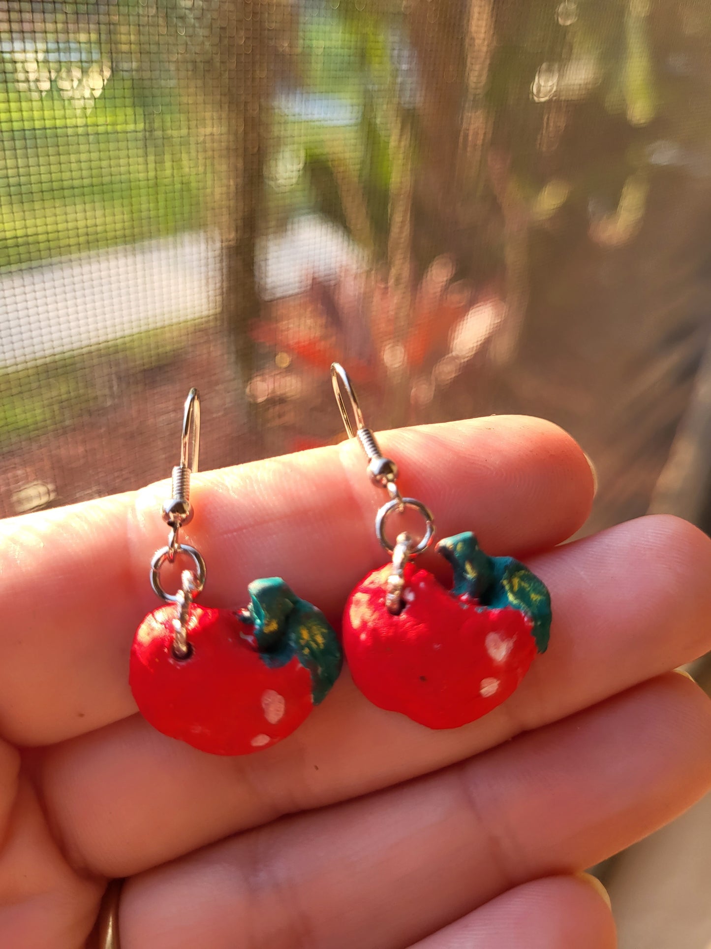 Red Apple Clay Hook Earrings