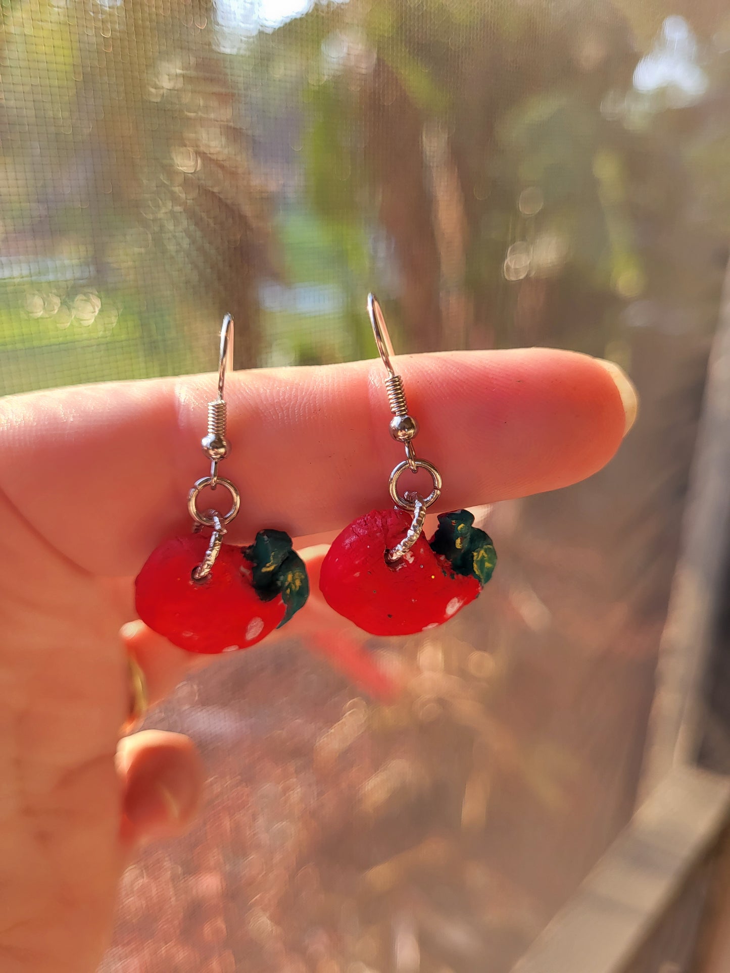 Red Apple Clay Hook Earrings