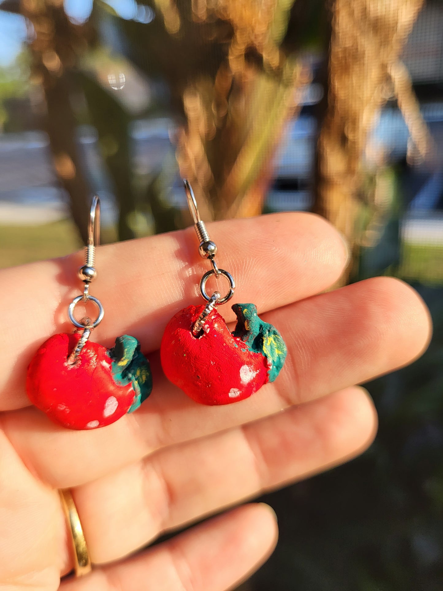 Red Apple Clay Hook Earrings