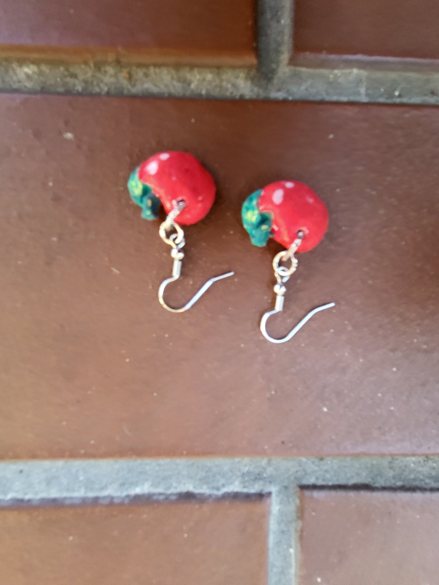 Red Apple Clay Hook Earrings