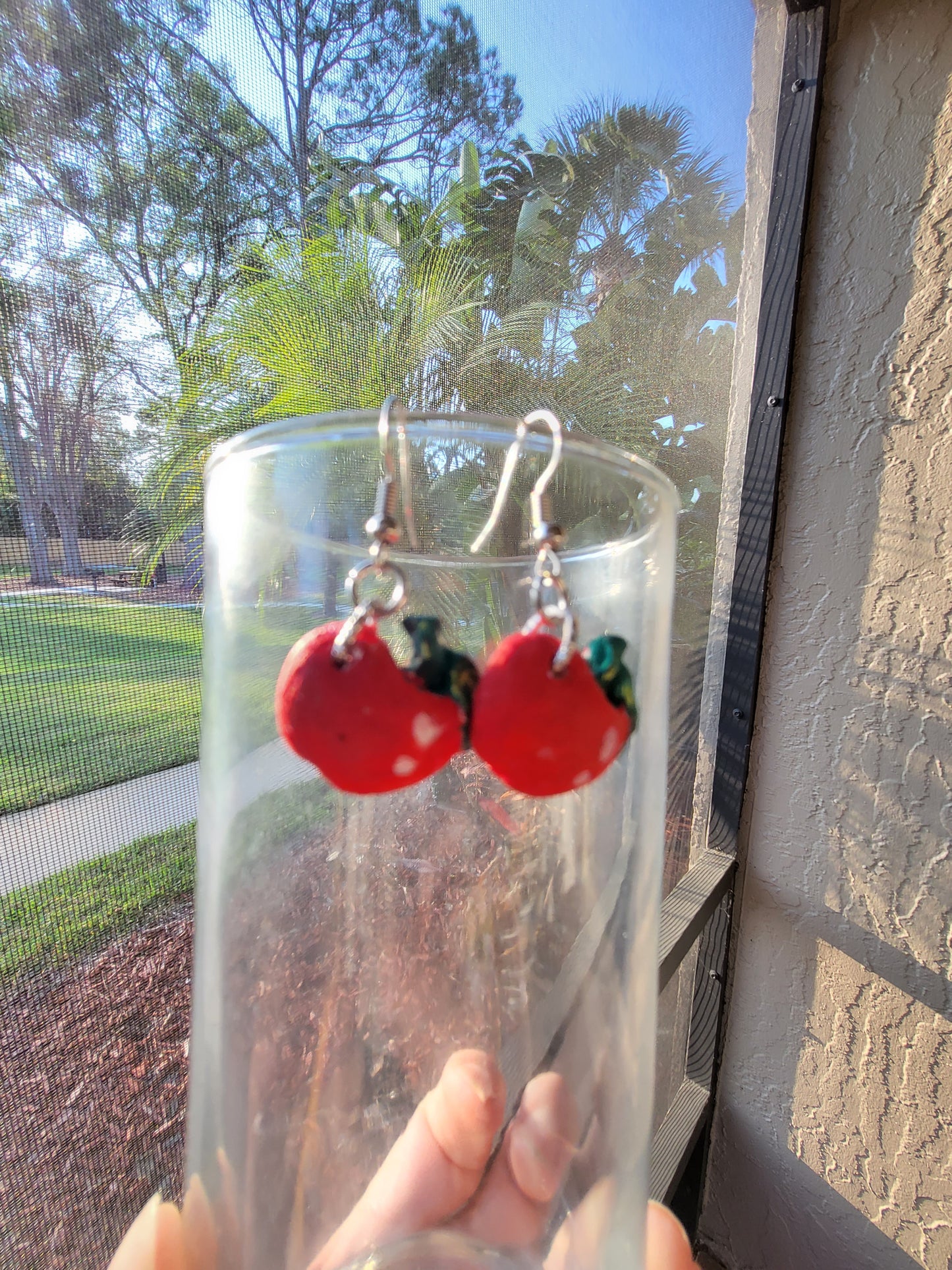 Red Apple Clay Hook Earrings