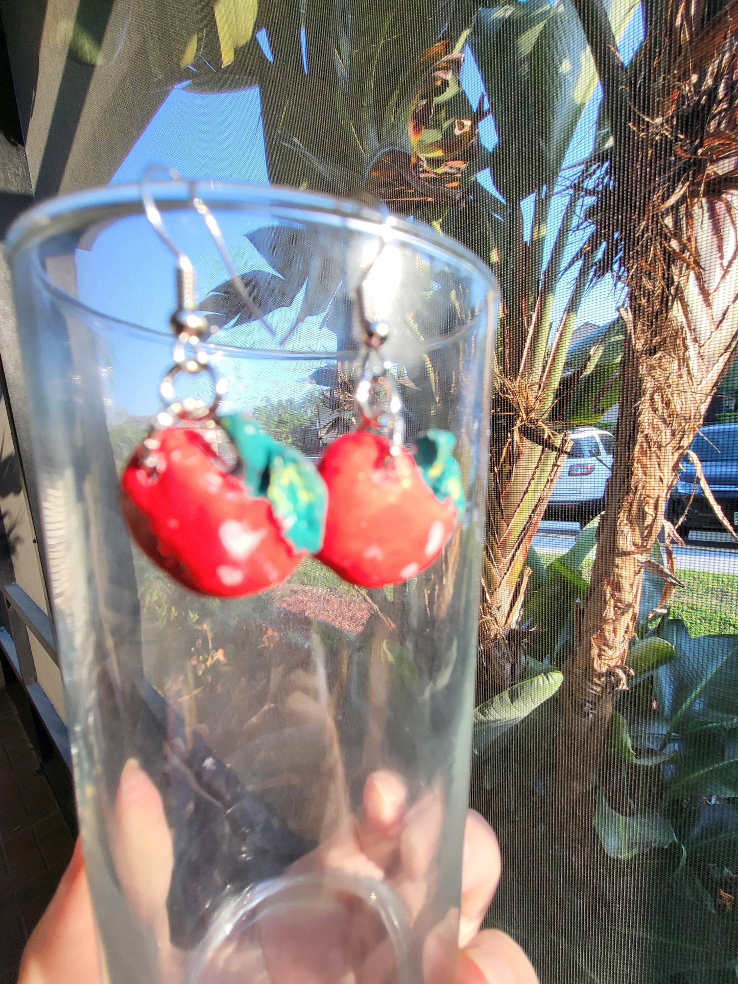 Red Apple Clay Hook Earrings