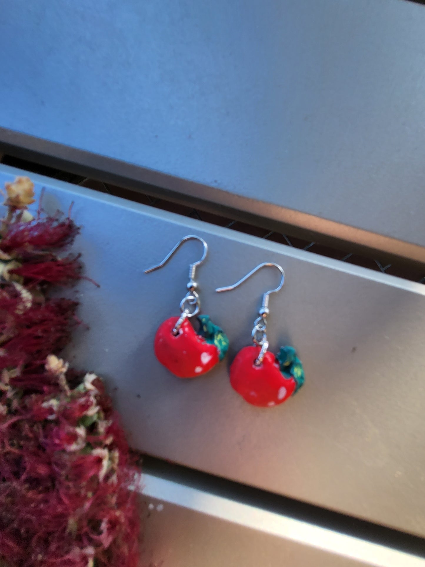 Red Apple Clay Hook Earrings