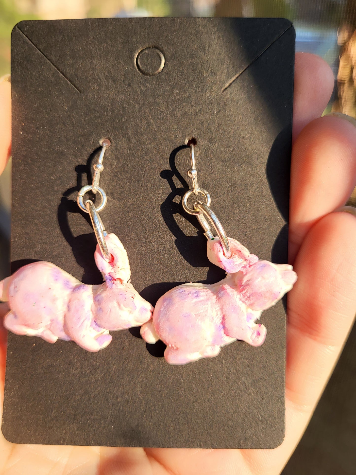 Pink and Purple Bunny Hook Earrings