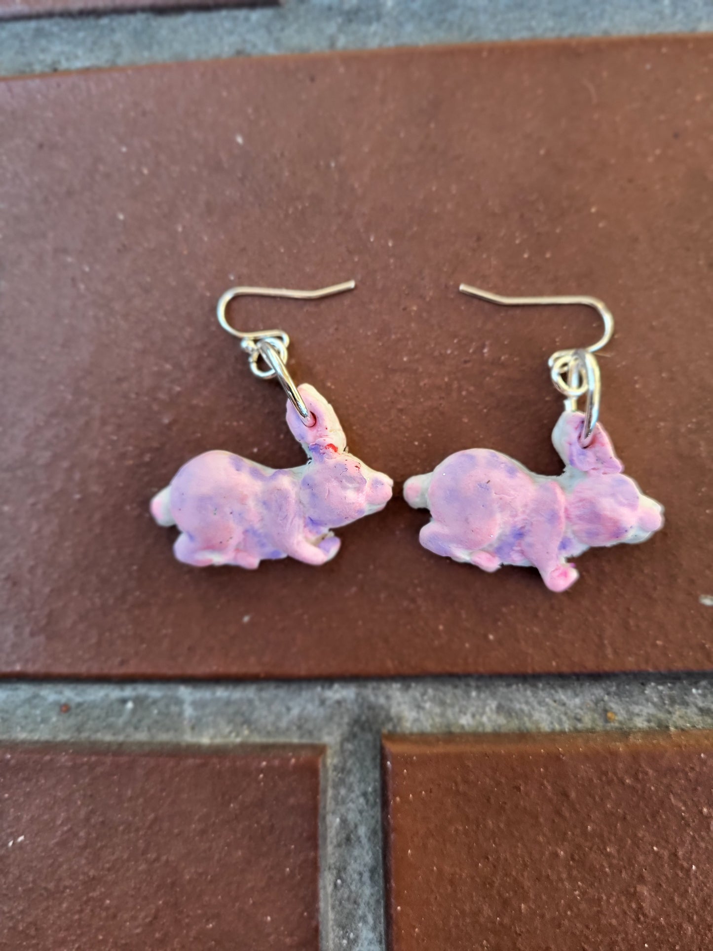 Pink and Purple Bunny Hook Earrings