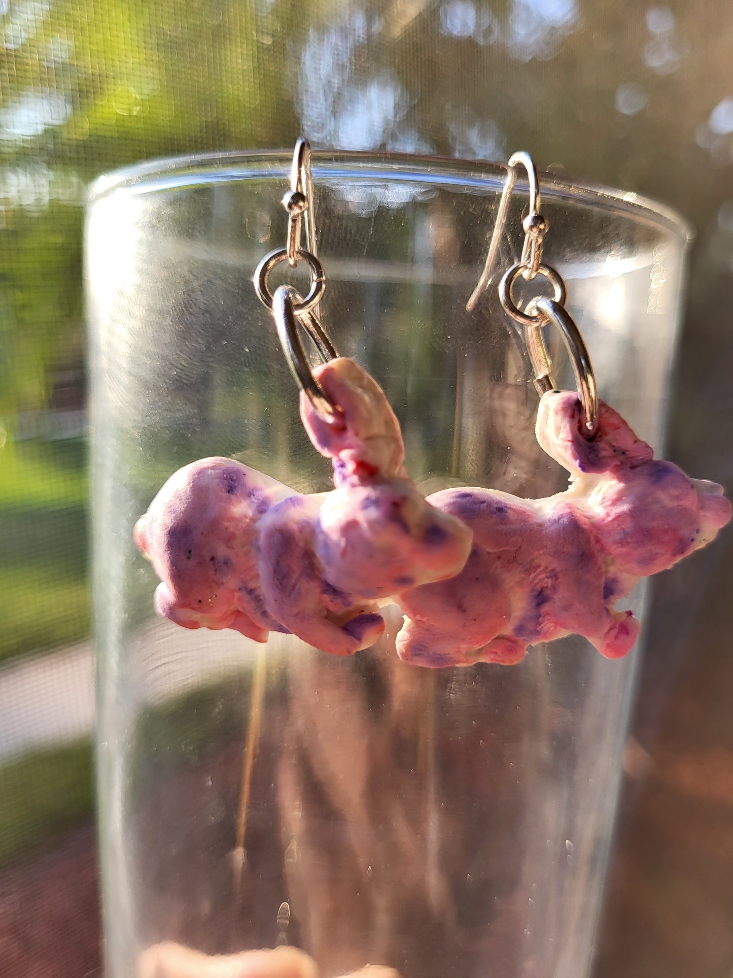 Pink and Purple Bunny Hook Earrings