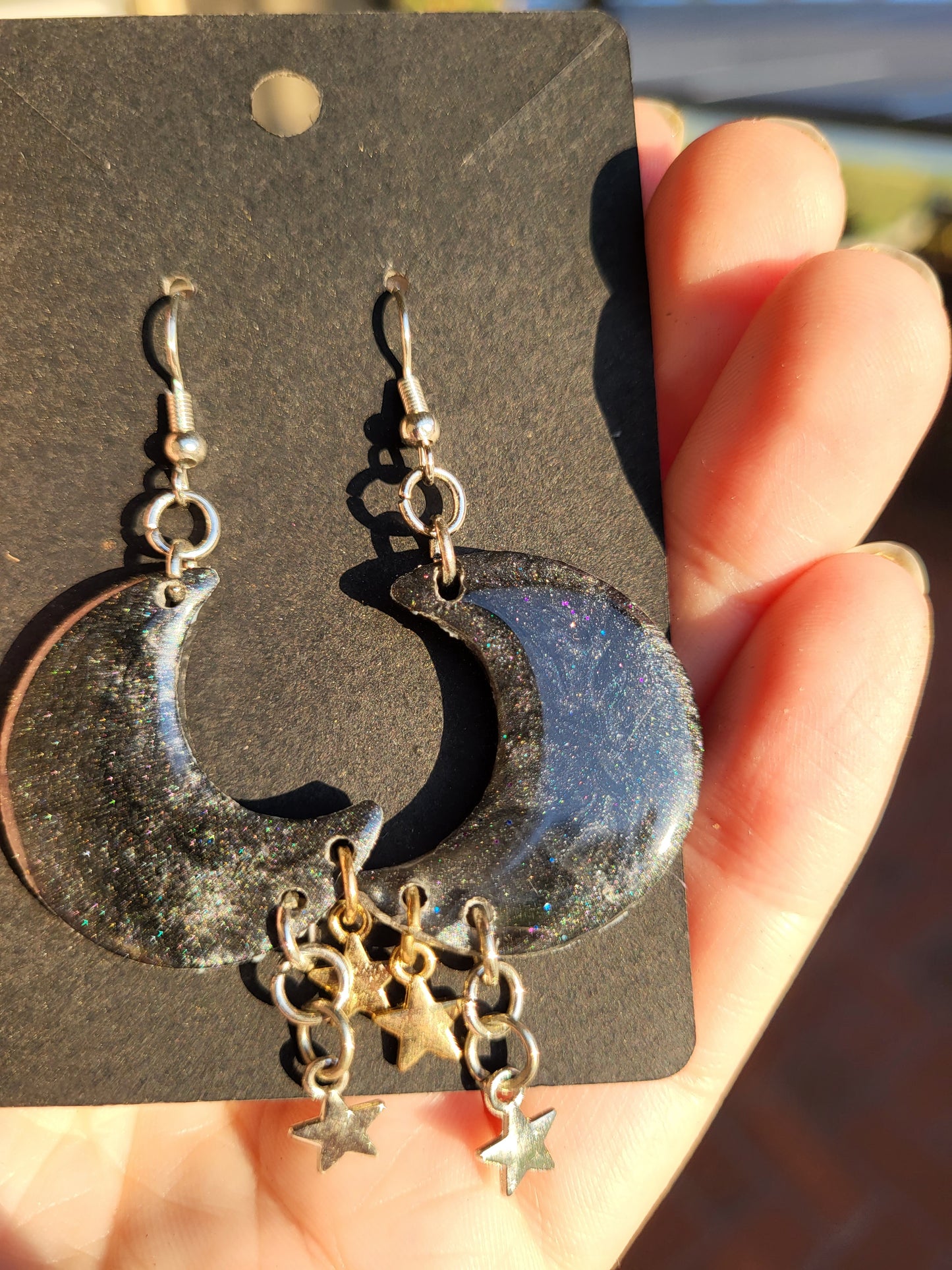 Moon And Stars Hook Earrings