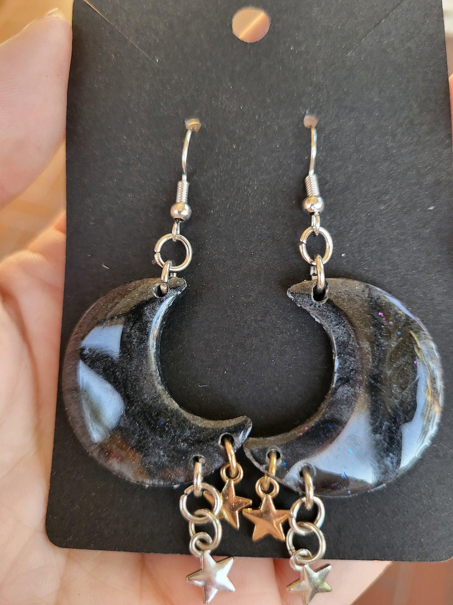 Moon And Stars Hook Earrings