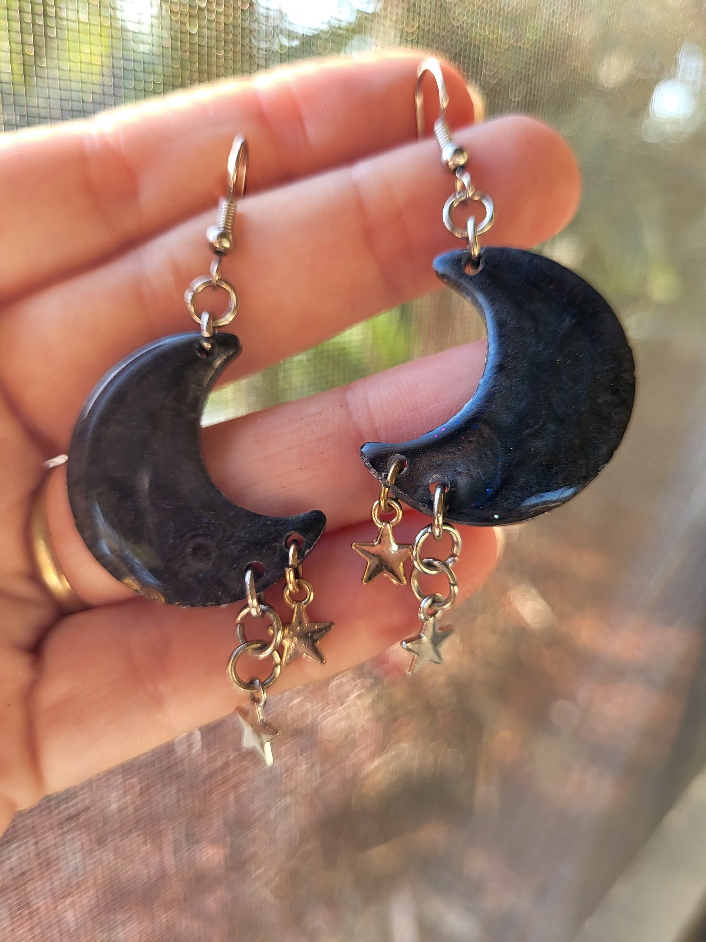 Moon And Stars Hook Earrings