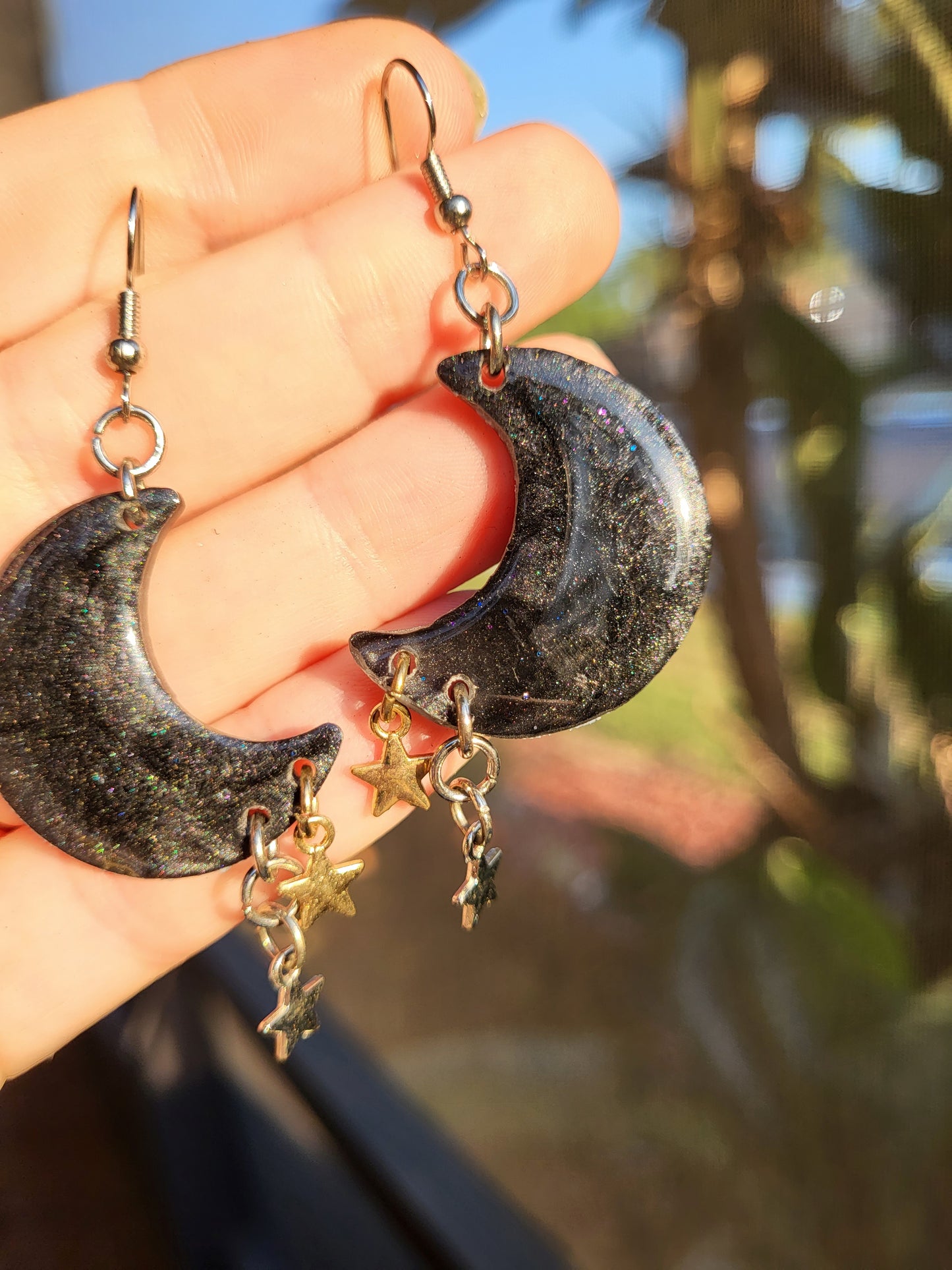 Moon And Stars Hook Earrings