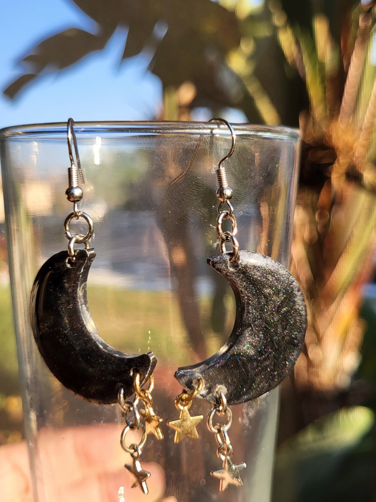 Moon And Stars Hook Earrings