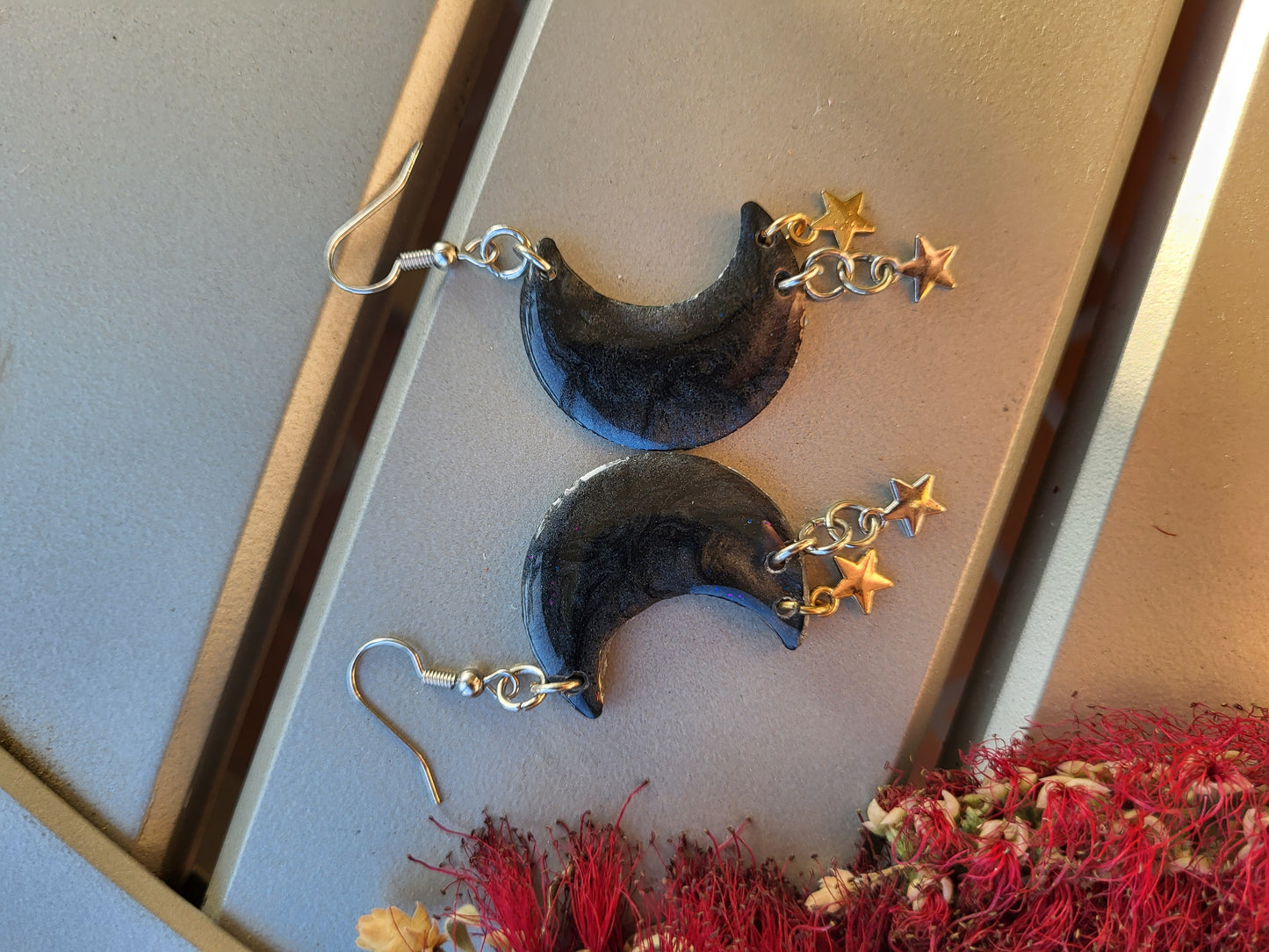 Moon And Stars Hook Earrings