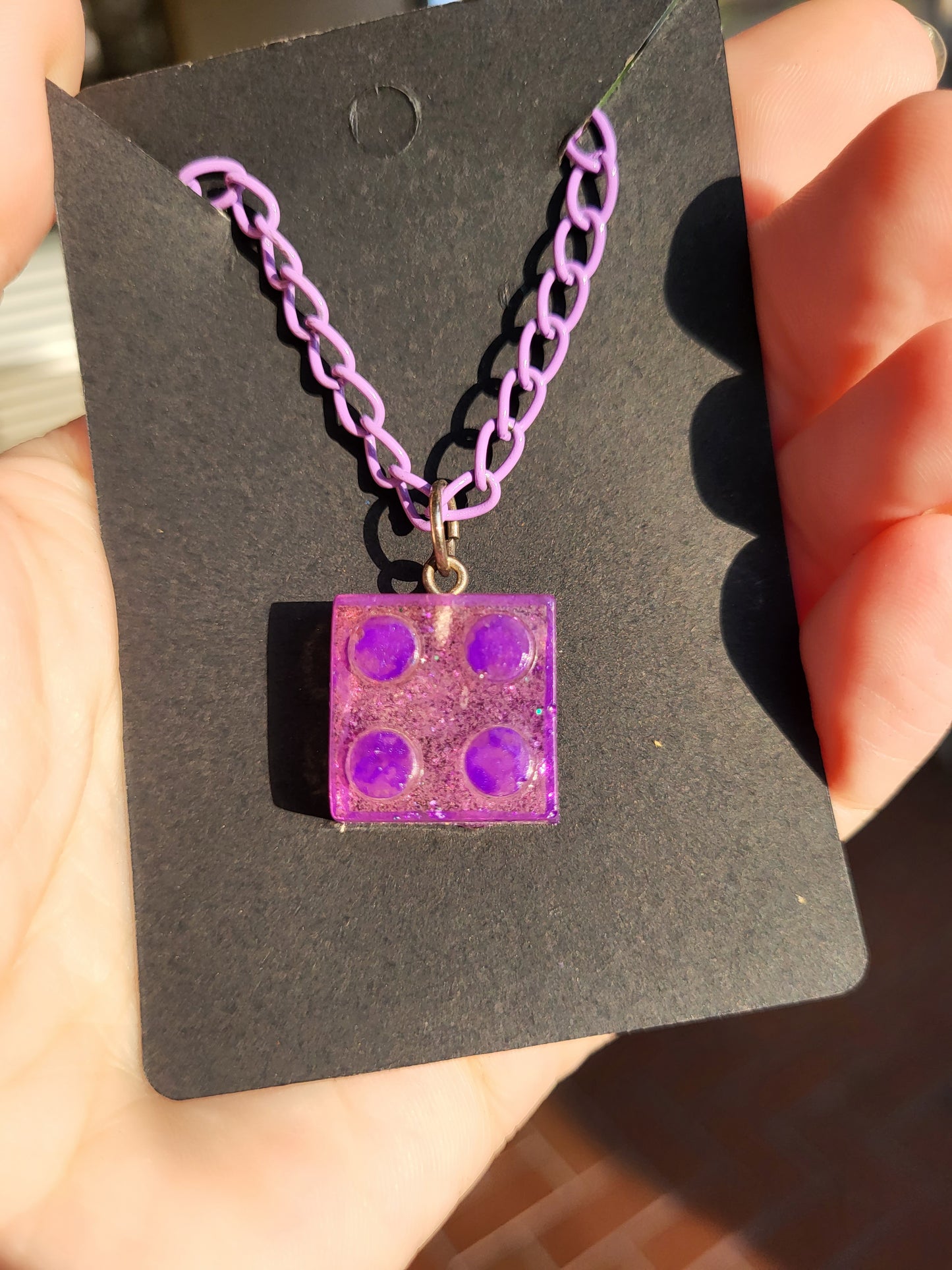 Purple Lego Square Necklace