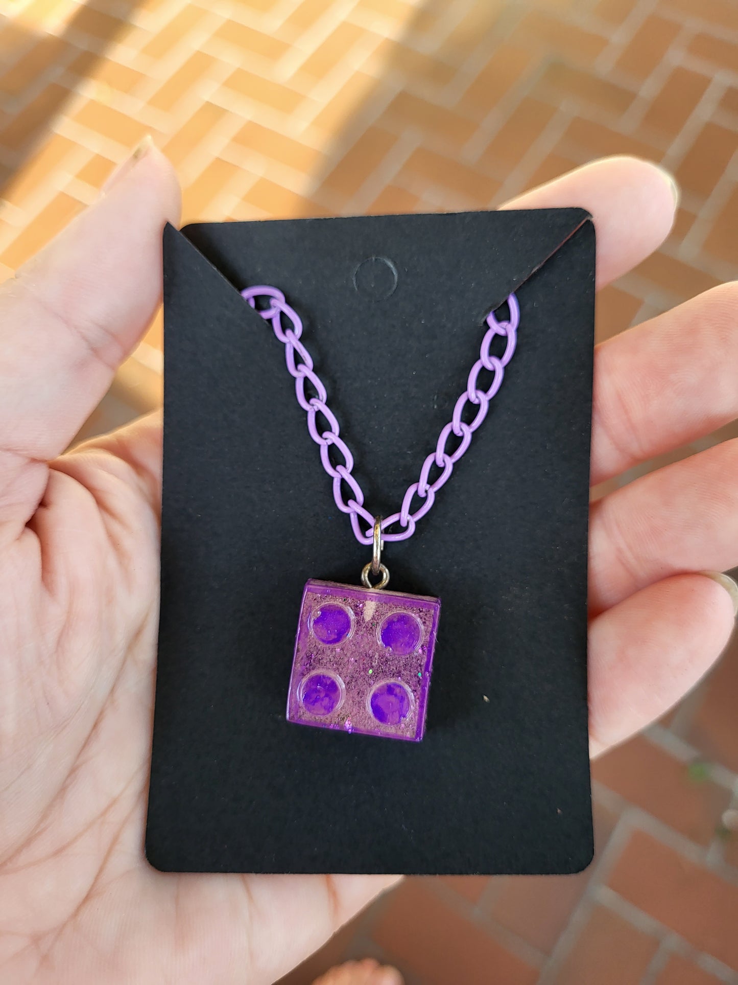 Purple Lego Square Necklace