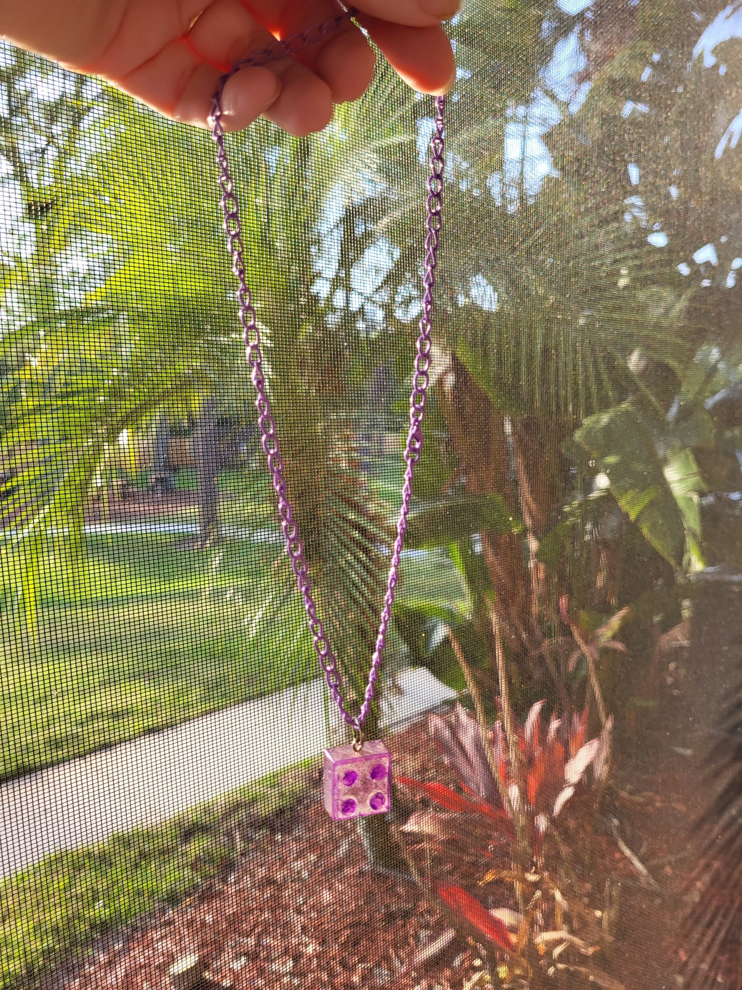 Purple Lego Square Necklace