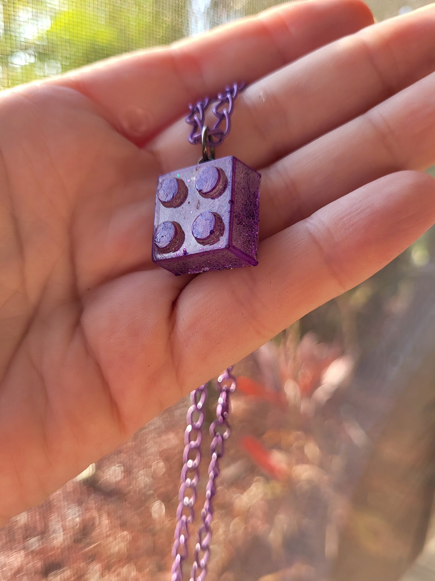 Purple Lego Square Necklace