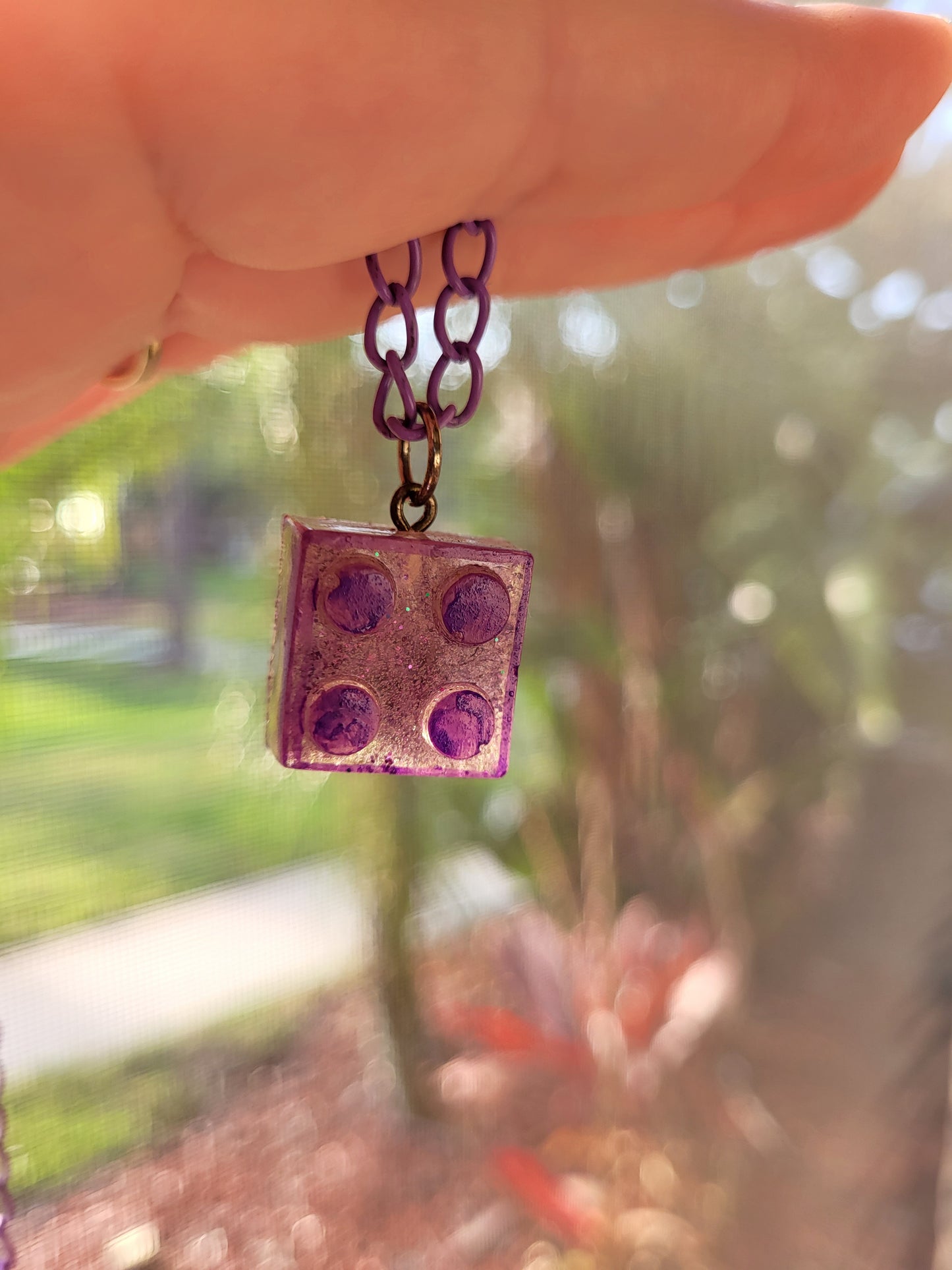 Purple Lego Square Necklace