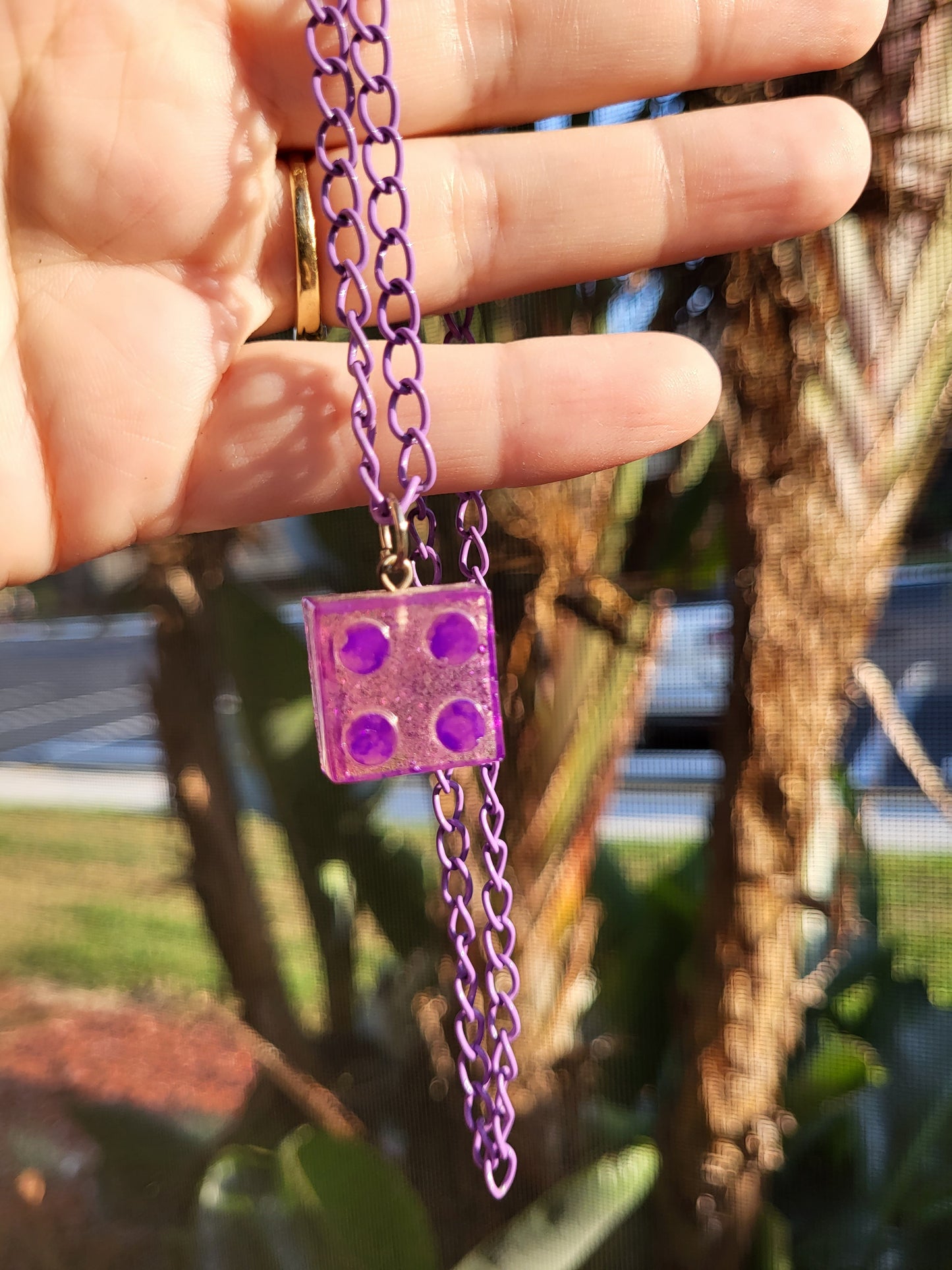 Purple Lego Square Necklace