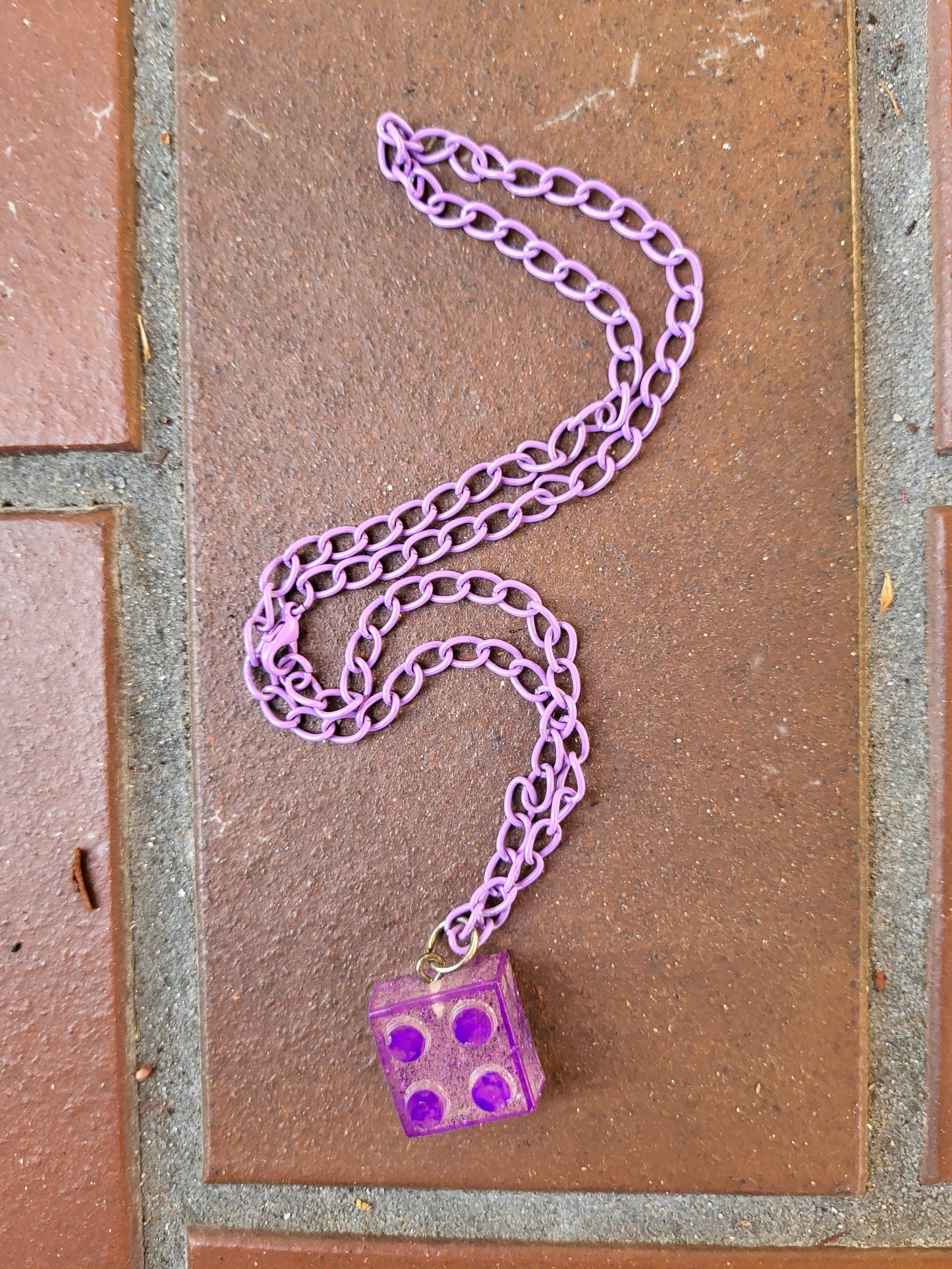 Purple Lego Square Necklace