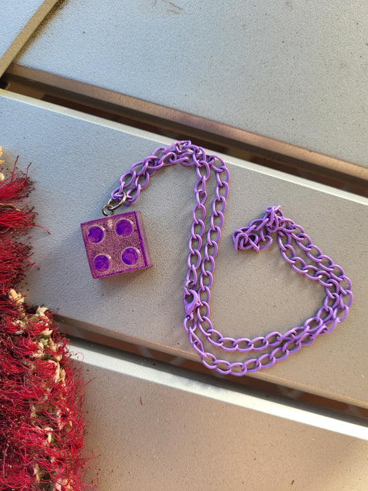 Purple Lego Square Necklace