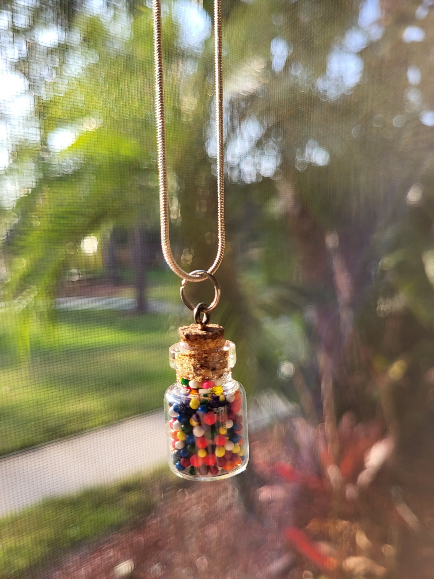 Corked Glass Bottle Pendant