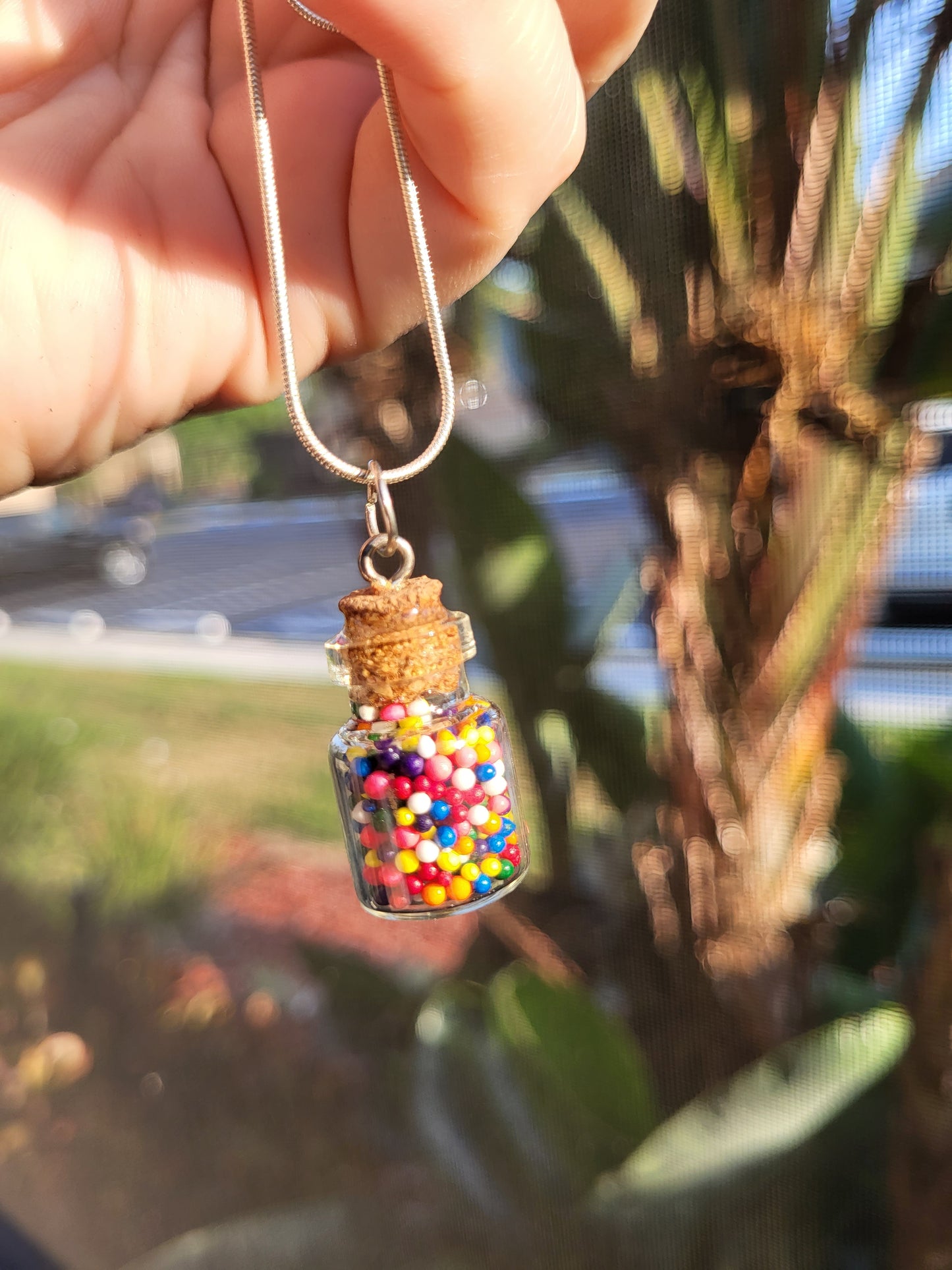 Corked Glass Bottle Pendant