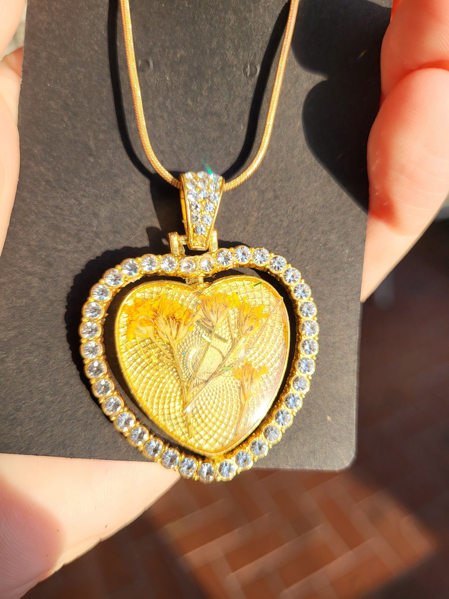 Gold Heart Double Sided Pendant