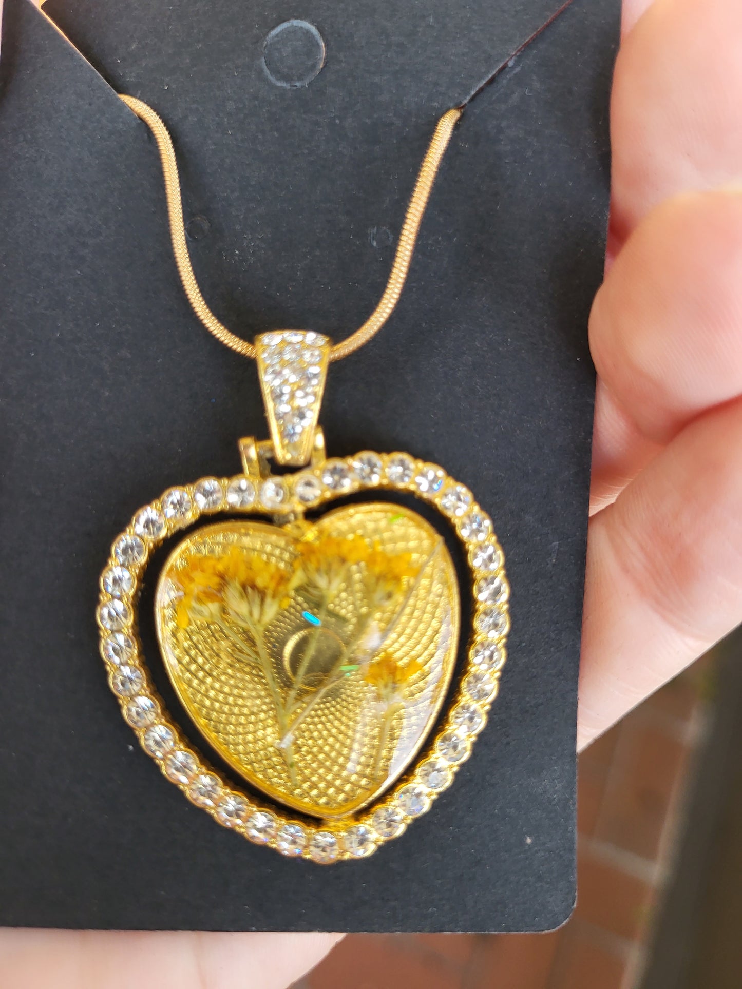 Gold Heart Double Sided Pendant