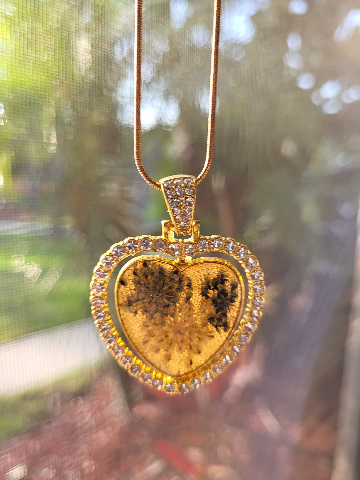 Gold Heart Double Sided Pendant