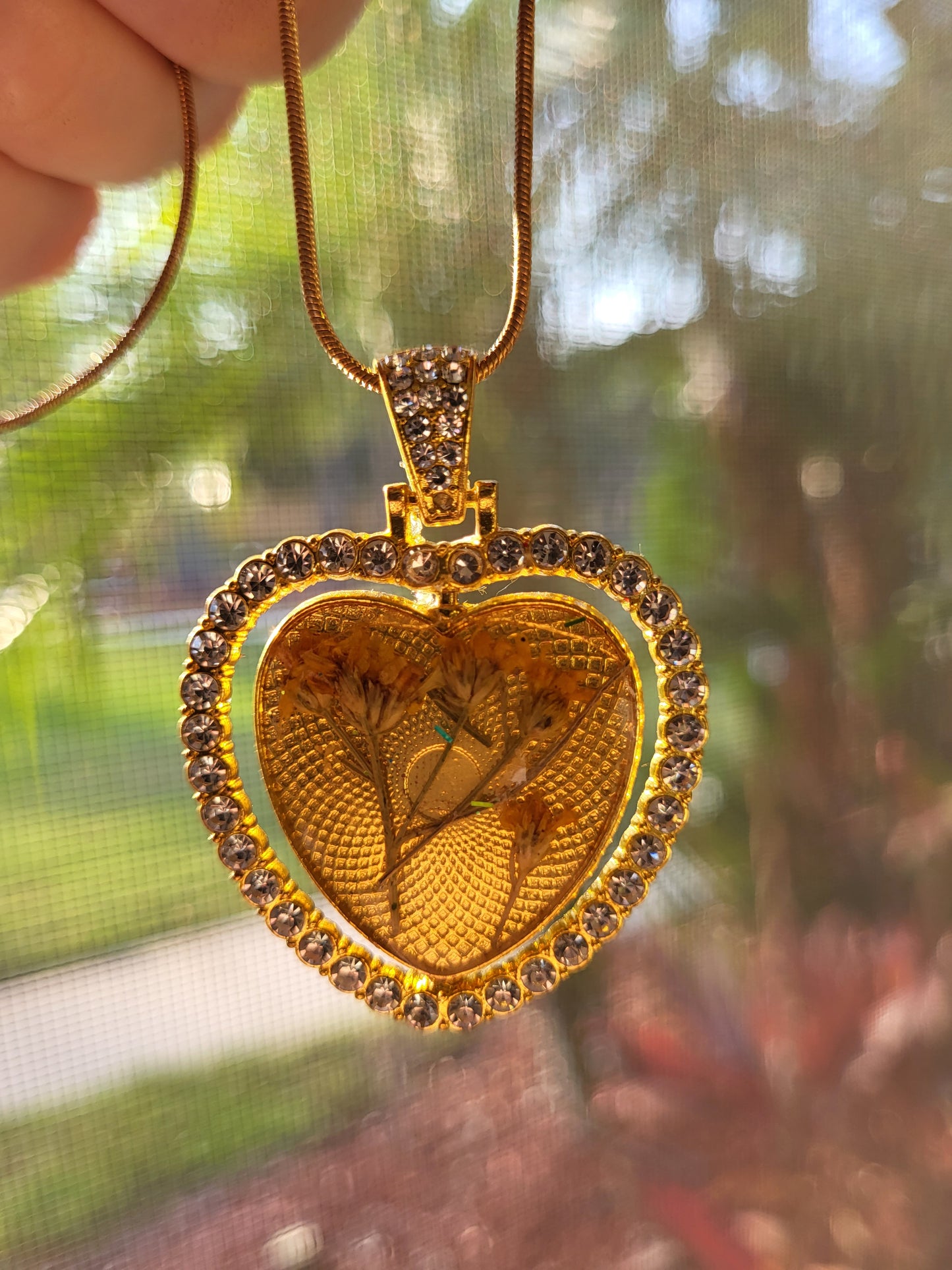 Gold Heart Double Sided Pendant