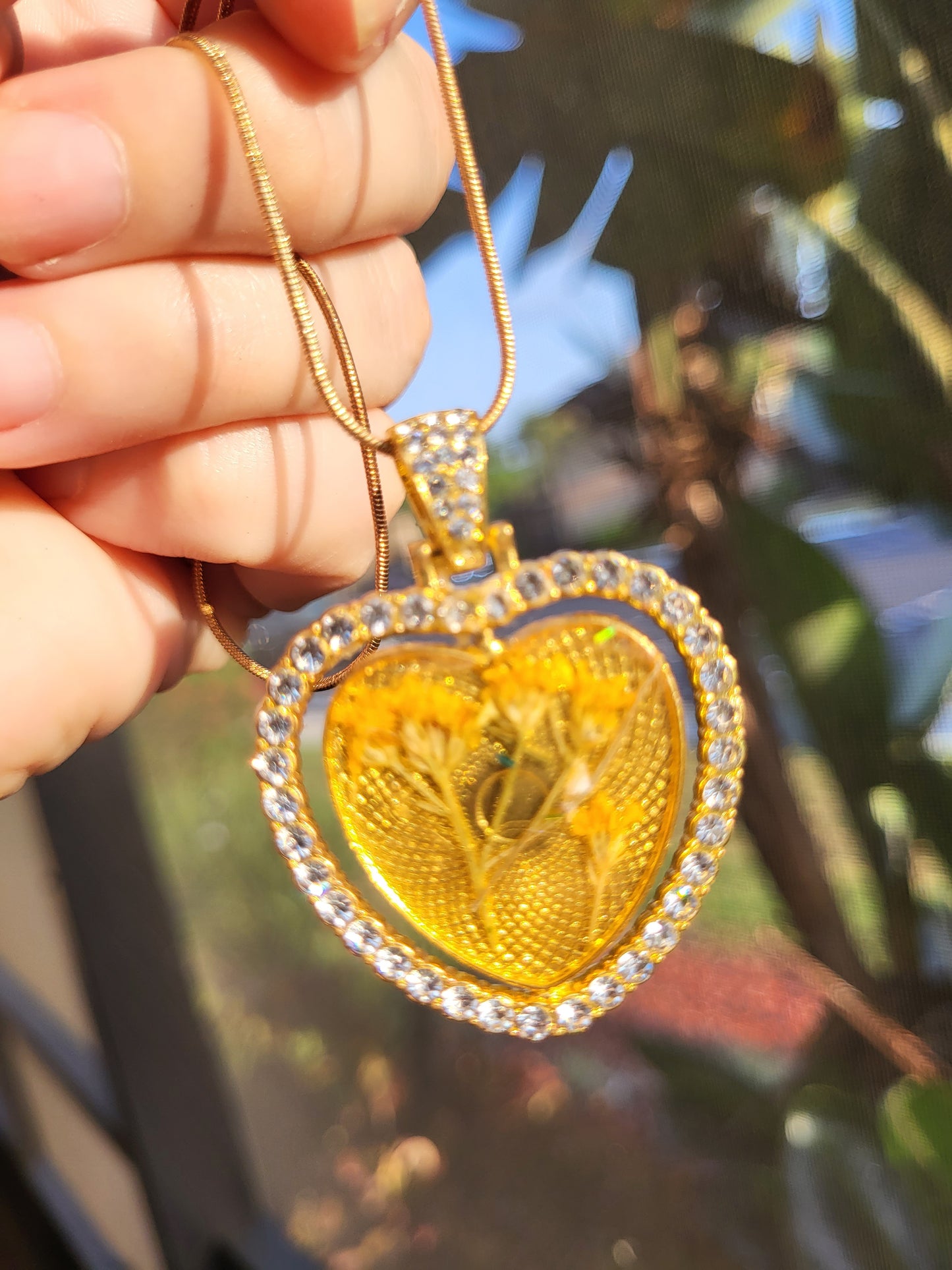 Gold Heart Double Sided Pendant